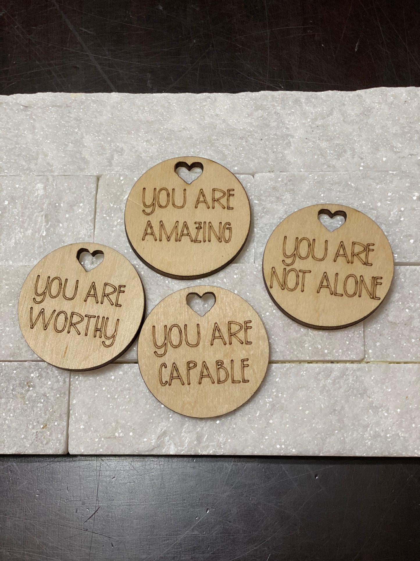 Round Keychain, Charm Laser Cut Out Blank with or without Etching