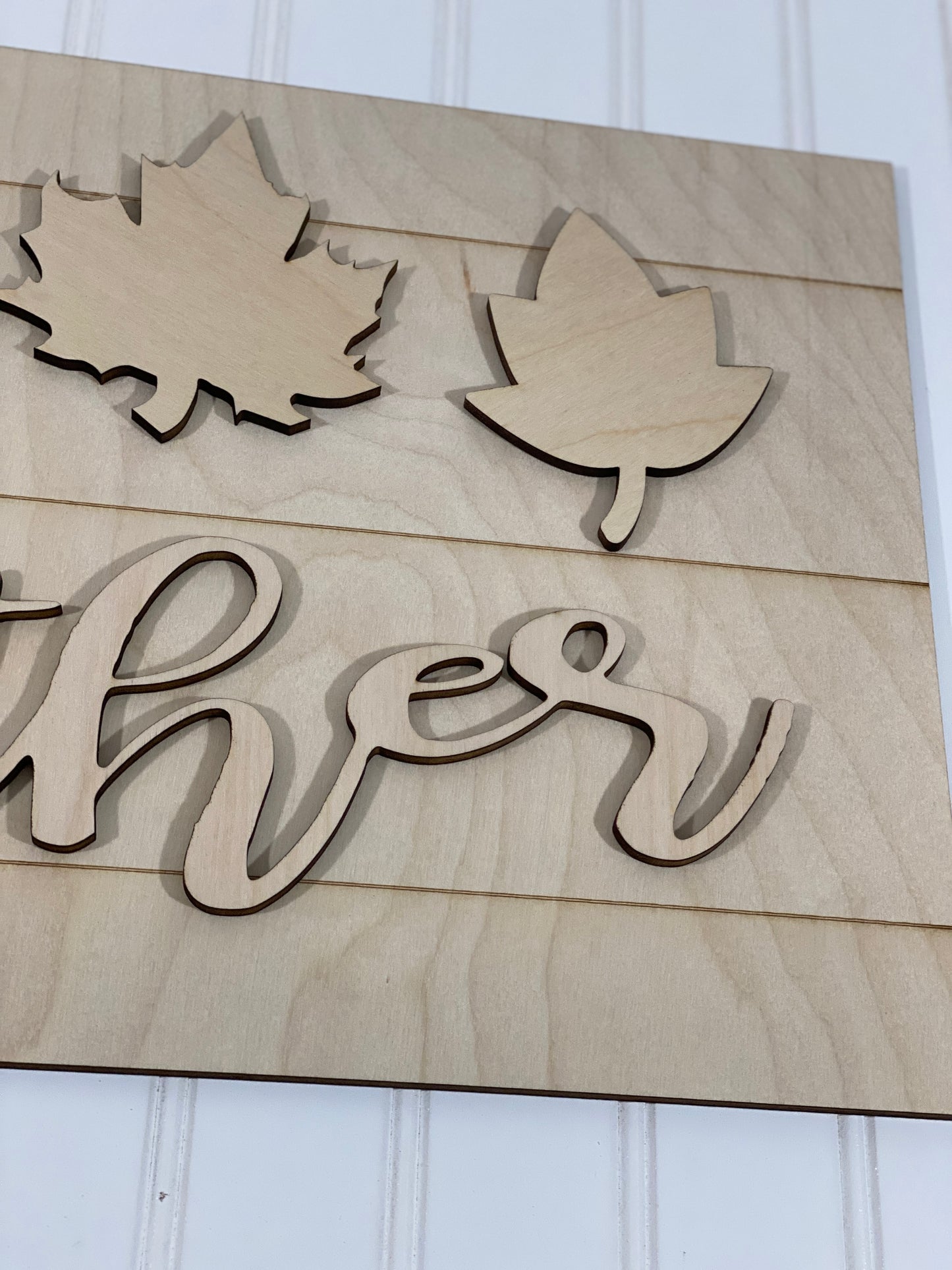 Gather w/ Fall Leaves on Faux Pallet Backer Laser Cut Out Blank
