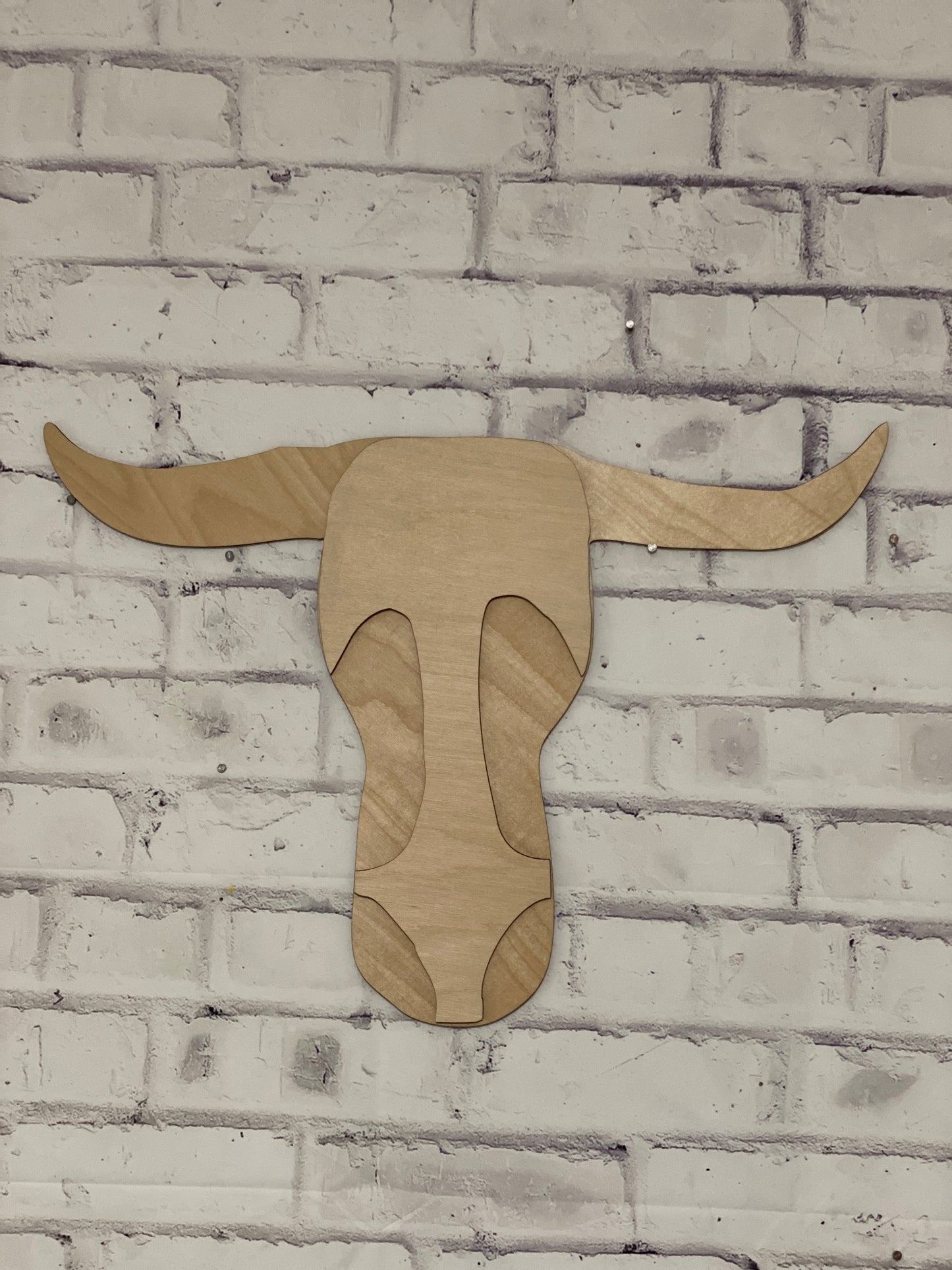 Longhorn 2 Piece Wooden Laser Cut Out Blank