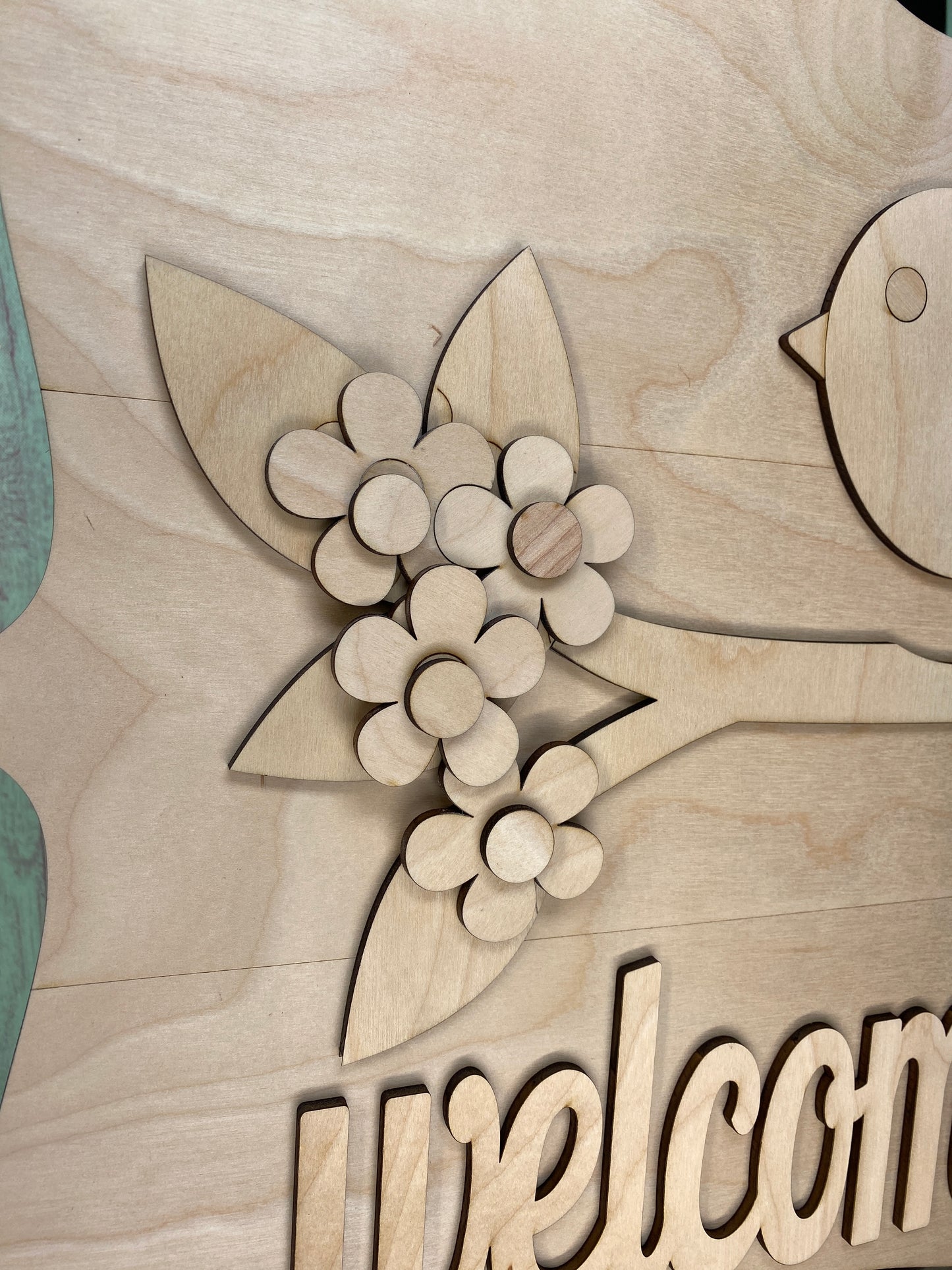 Welcome Sign Bird on A Limb Shelf Leaner / Wall Decor / Laser Cut / Engraved Wooden Blank