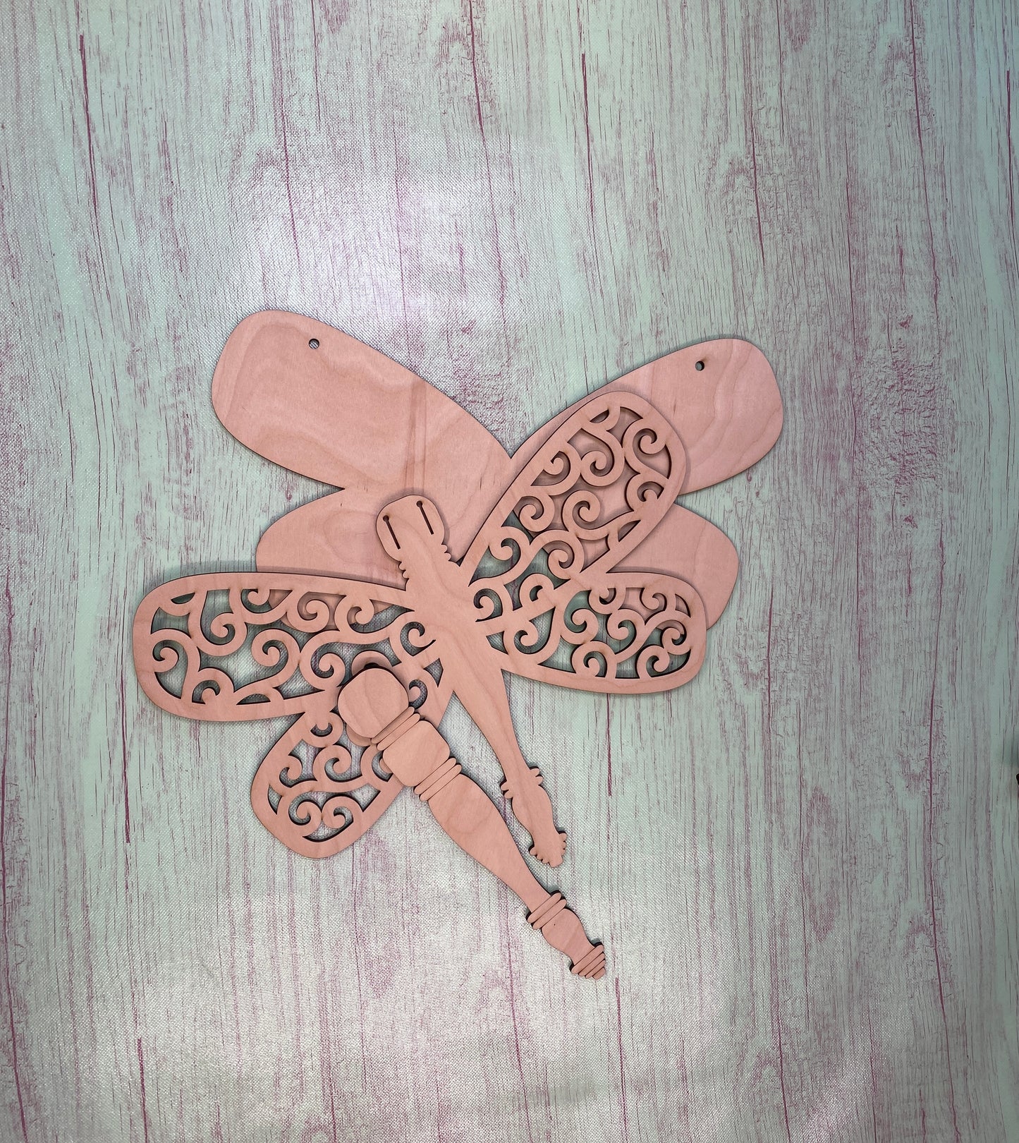 Spindle Dragonfly Laser Cut / Engraved Wooden Blank