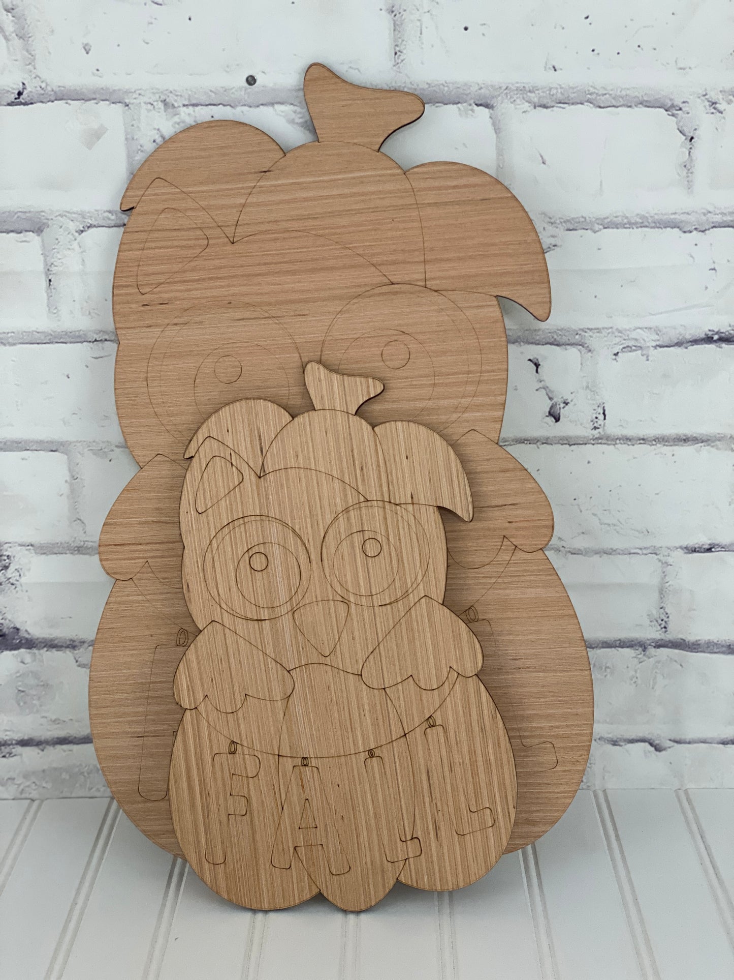 Pumpkin with Owl Door Hanger Laser Cut / Engraved Wooden Blank