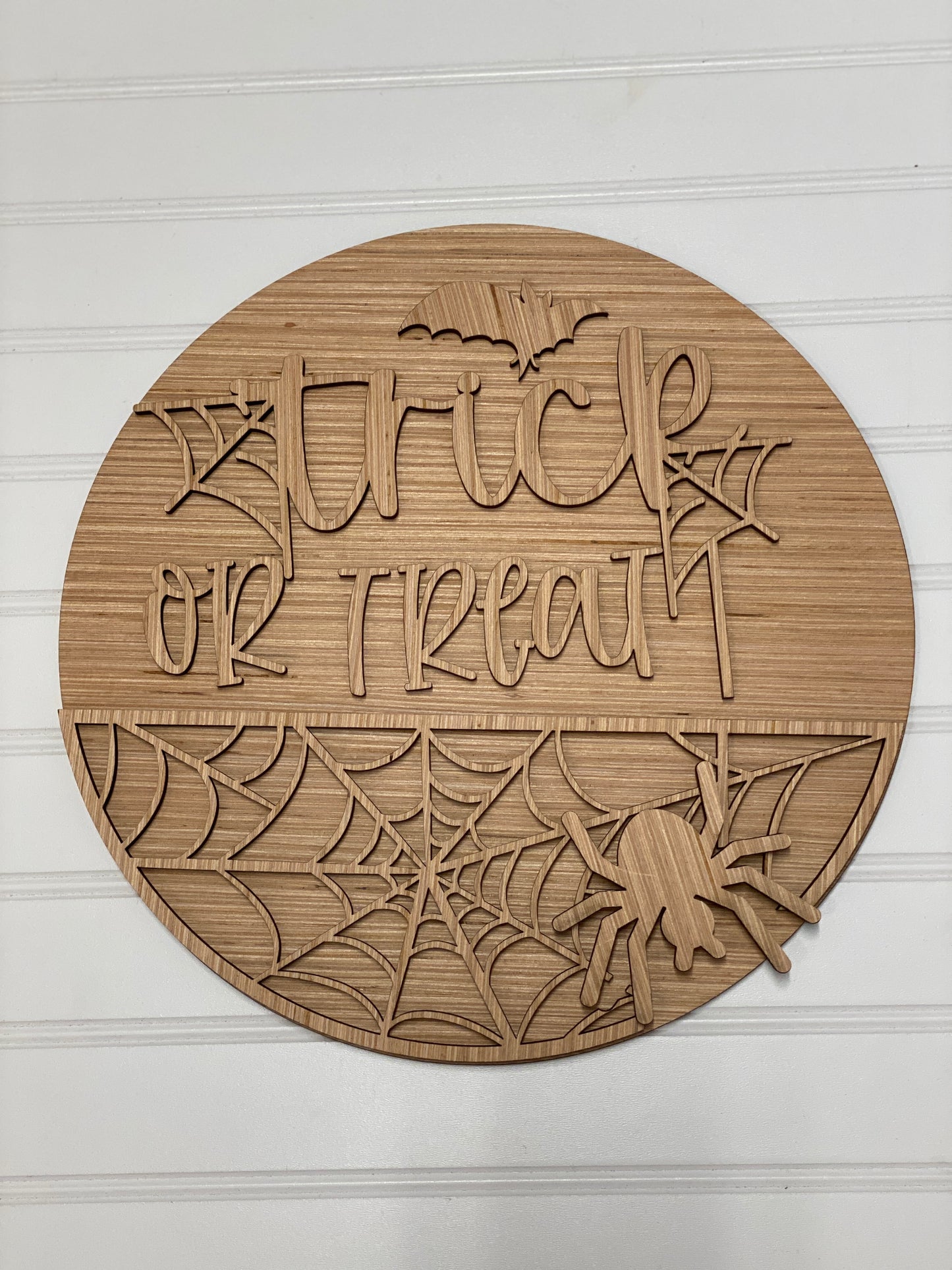 Trick or Treat Door Hanger Laser Cut / Engraved Wooden Blank