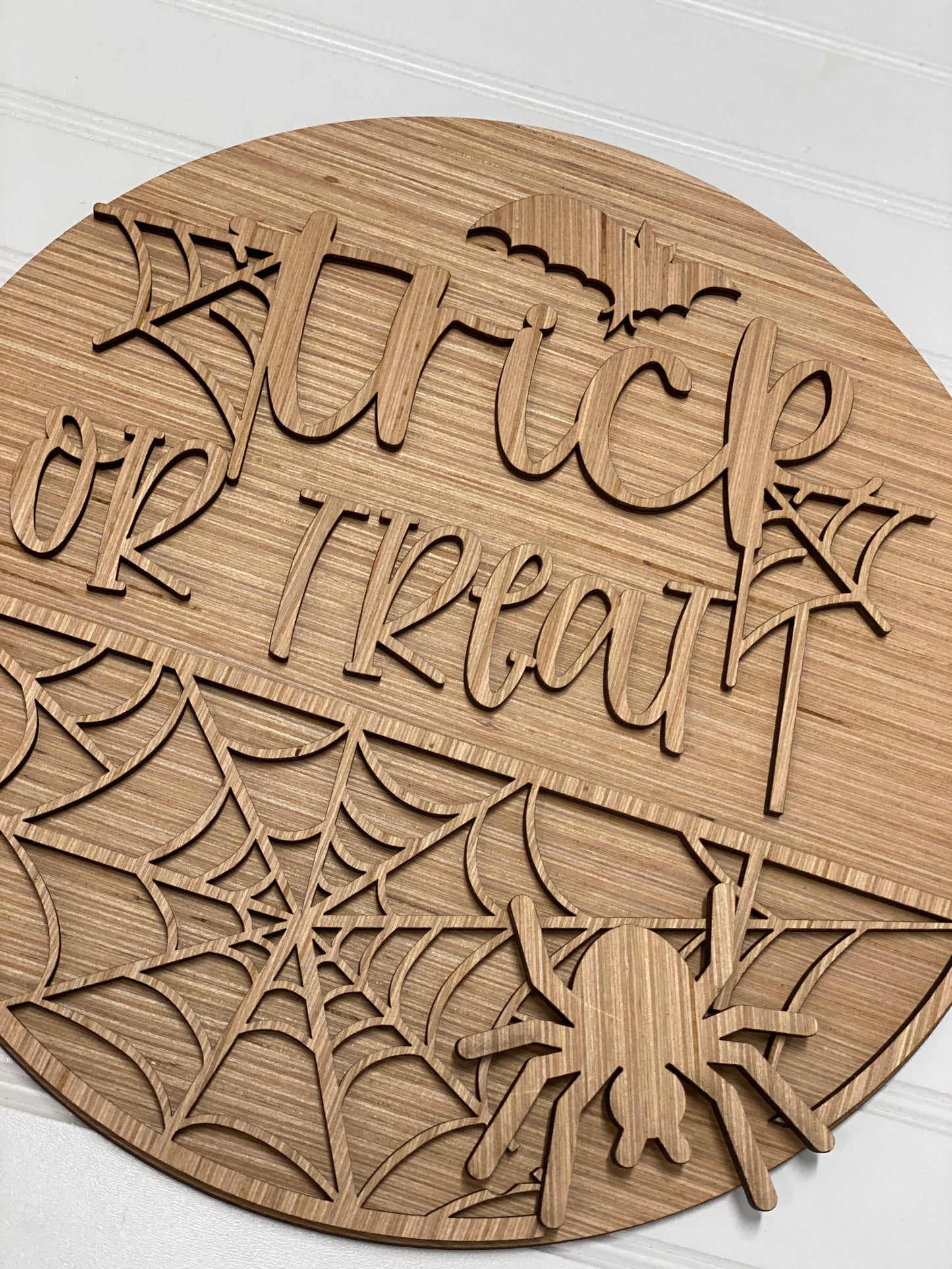 Trick or Treat Door Hanger Laser Cut / Engraved Wooden Blank