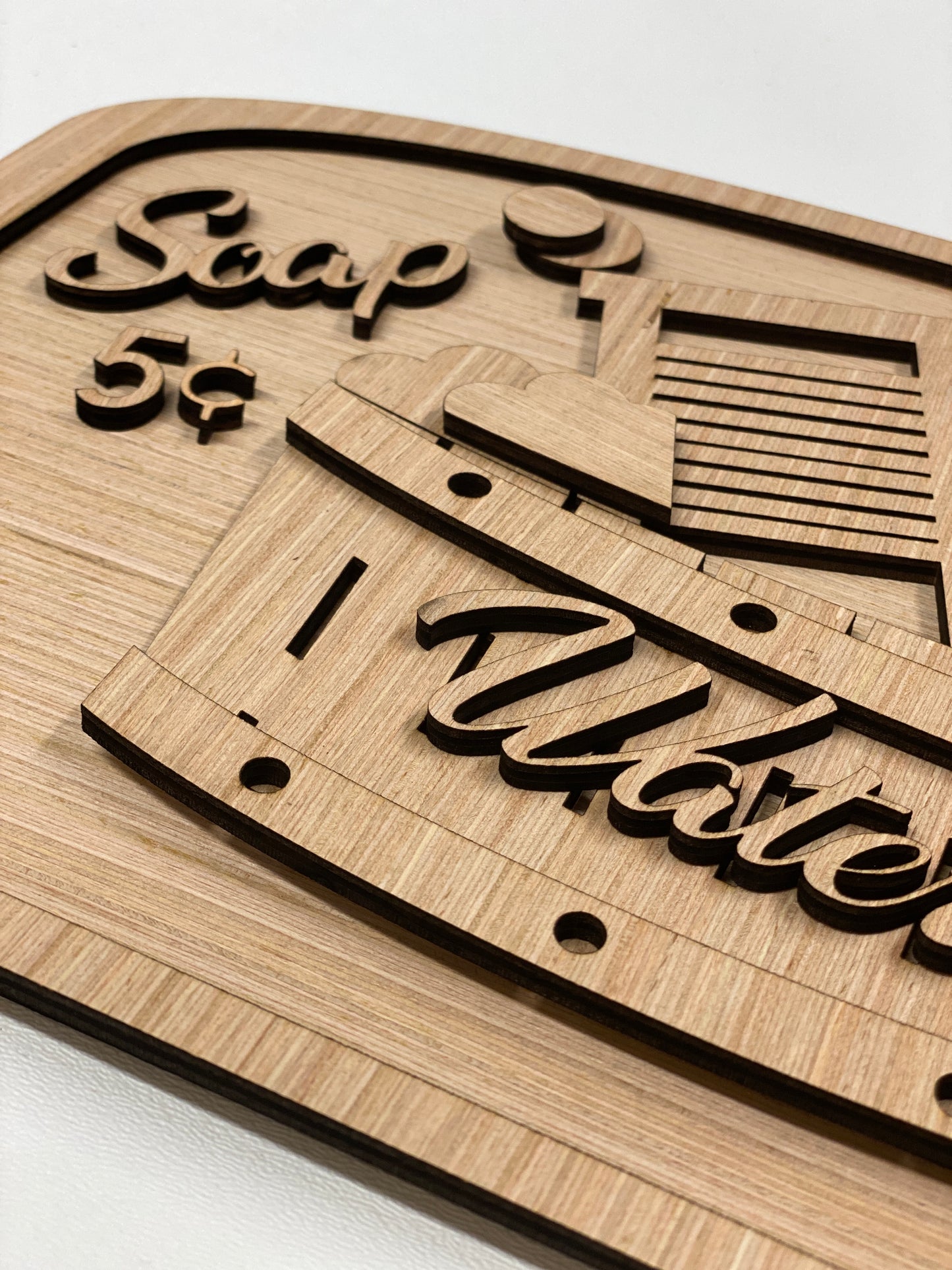 Laundry Soap and Water Sign Laser Cut / Engraved Wooden Blank