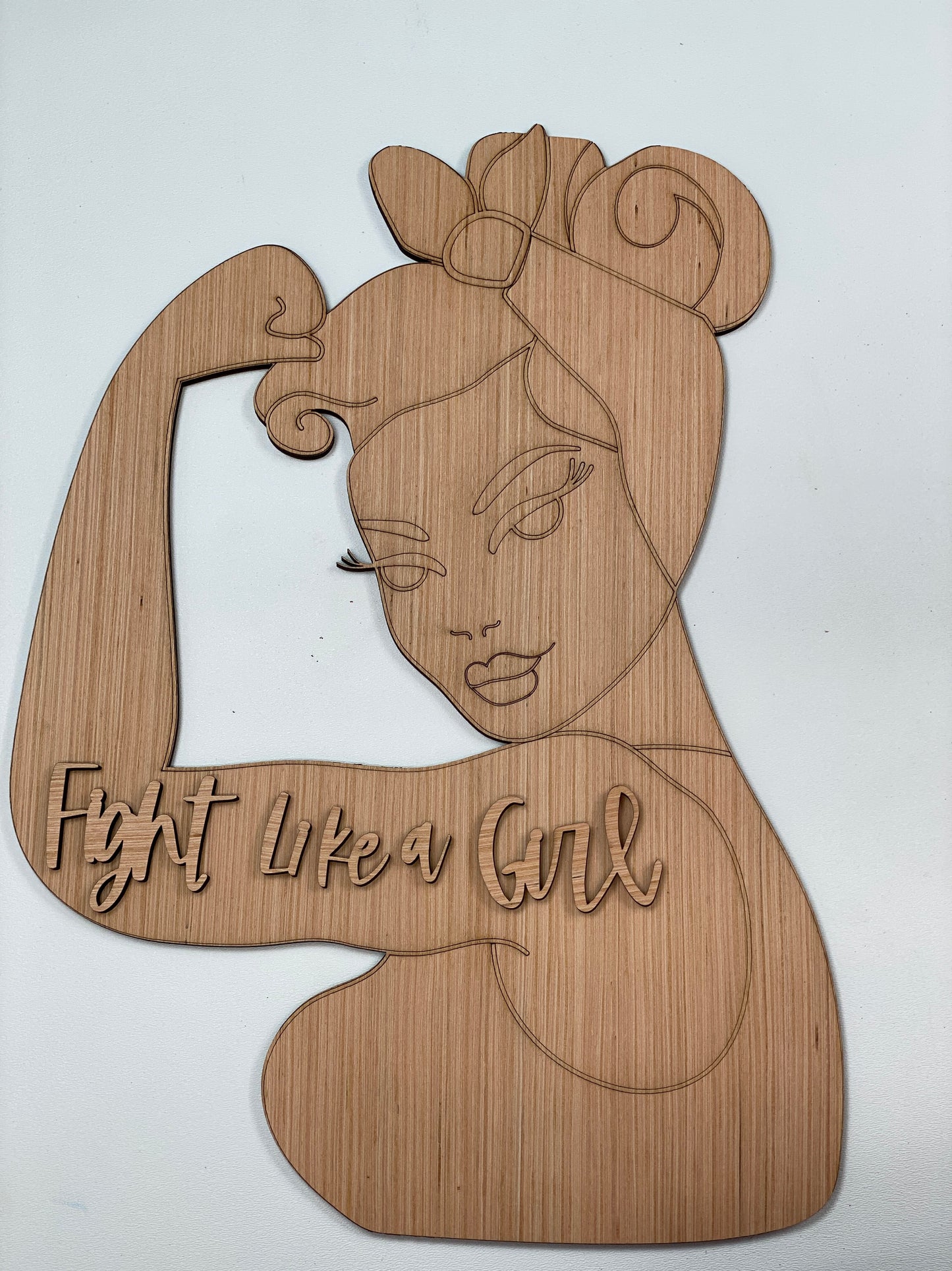 Fight Like A Girl Door Hanger Laser Cut Blank for DIY Project