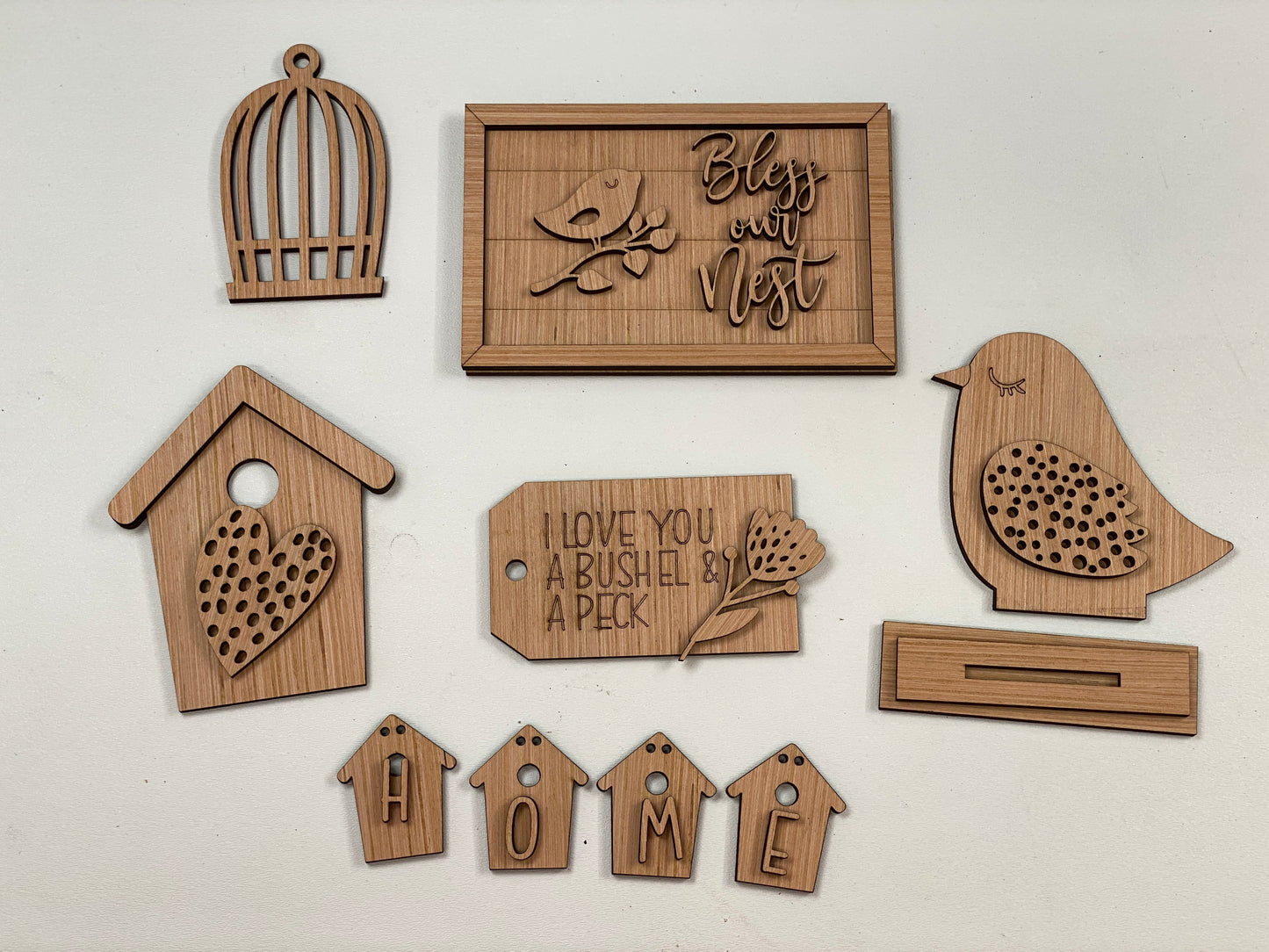 Bird Themed Tiered Tray Set Laser Cut Blank for DIY Project