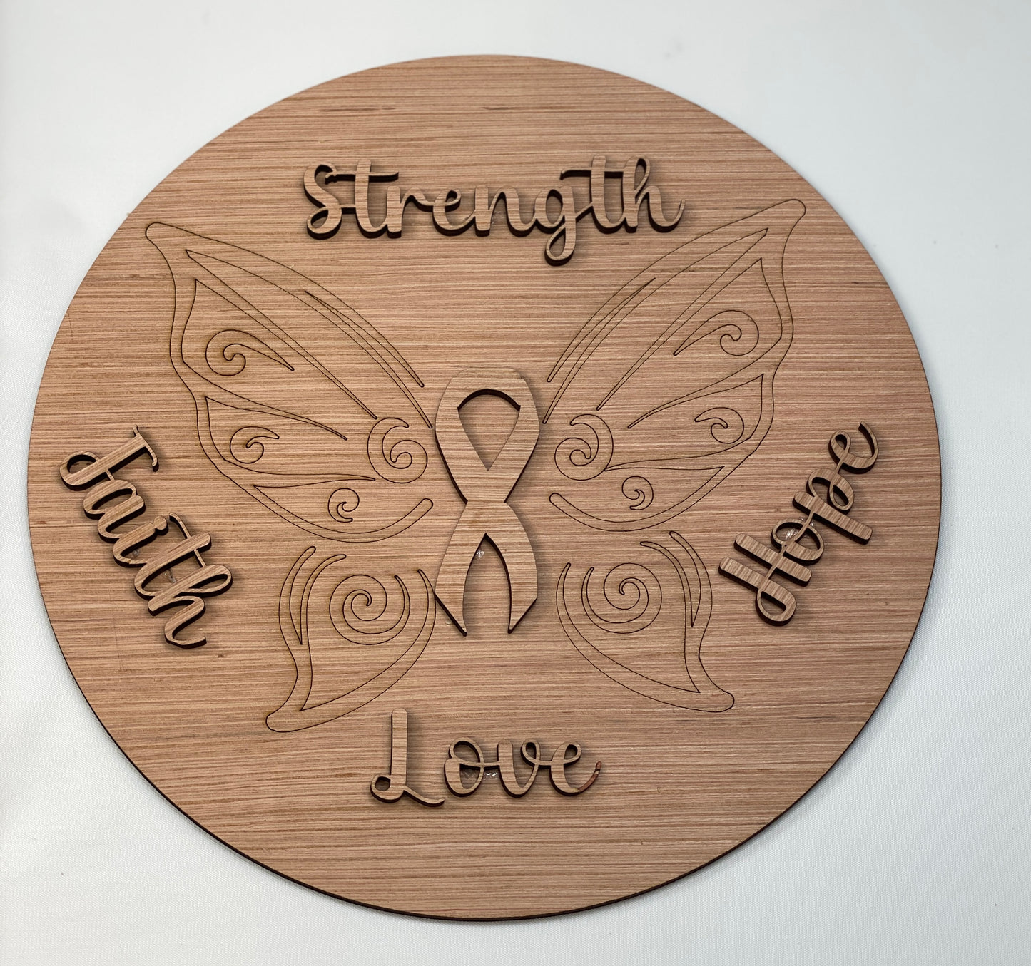Butterfly Etched Awareness Door Hanger Laser Cut / Engraved Wooden Blank