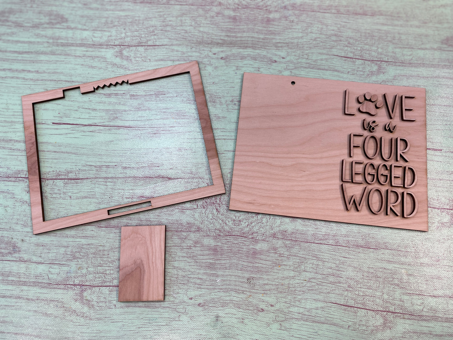 Love is A Four Legged / Three Legged Word Pet lover Picture Frame Laser Cut Blank for DIY Project
