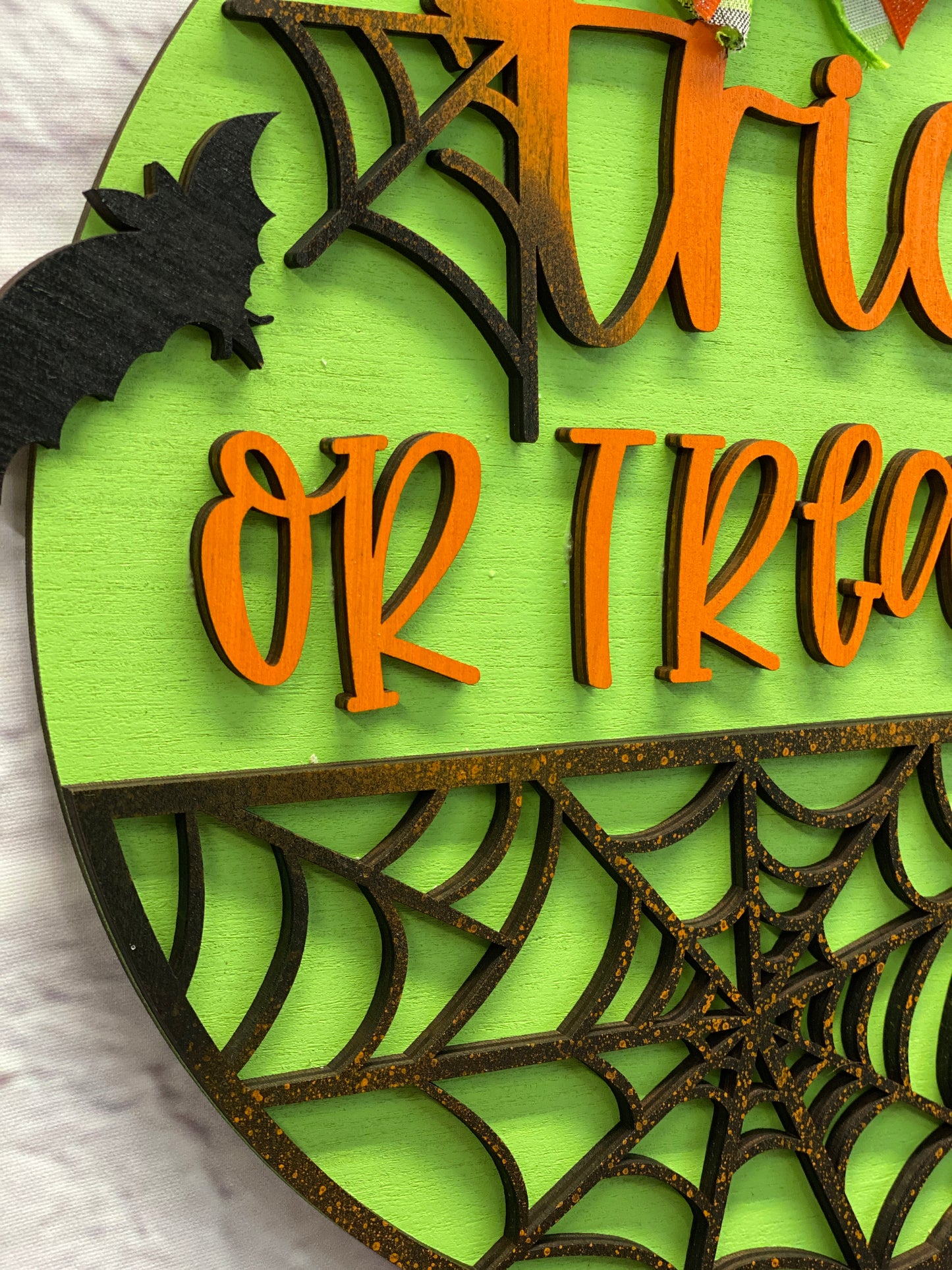 Trick or Treat Door Hanger Laser Cut / Engraved Wooden Blank