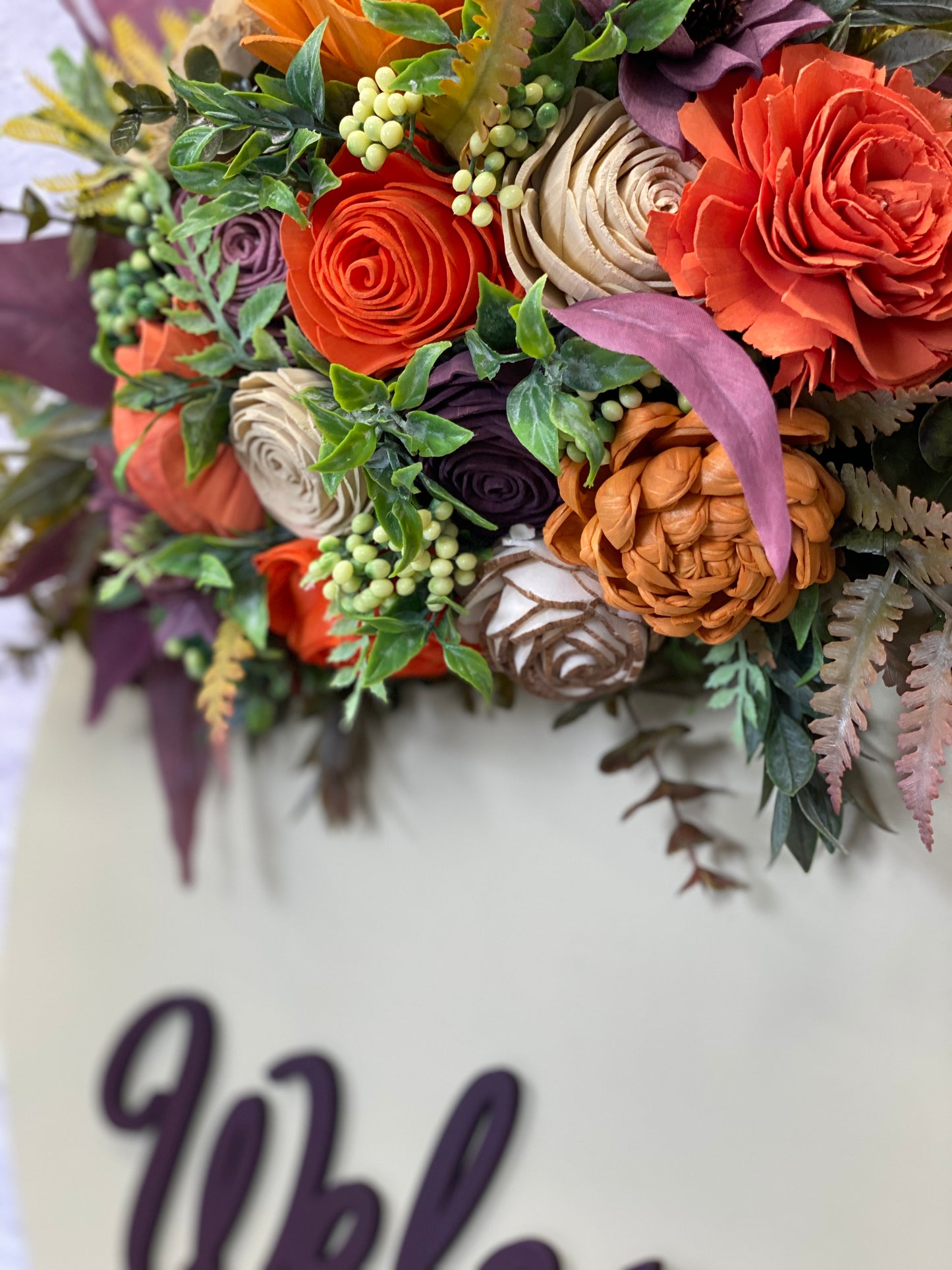 Welcome Door Hanger with Sola Wood Flowers 18"