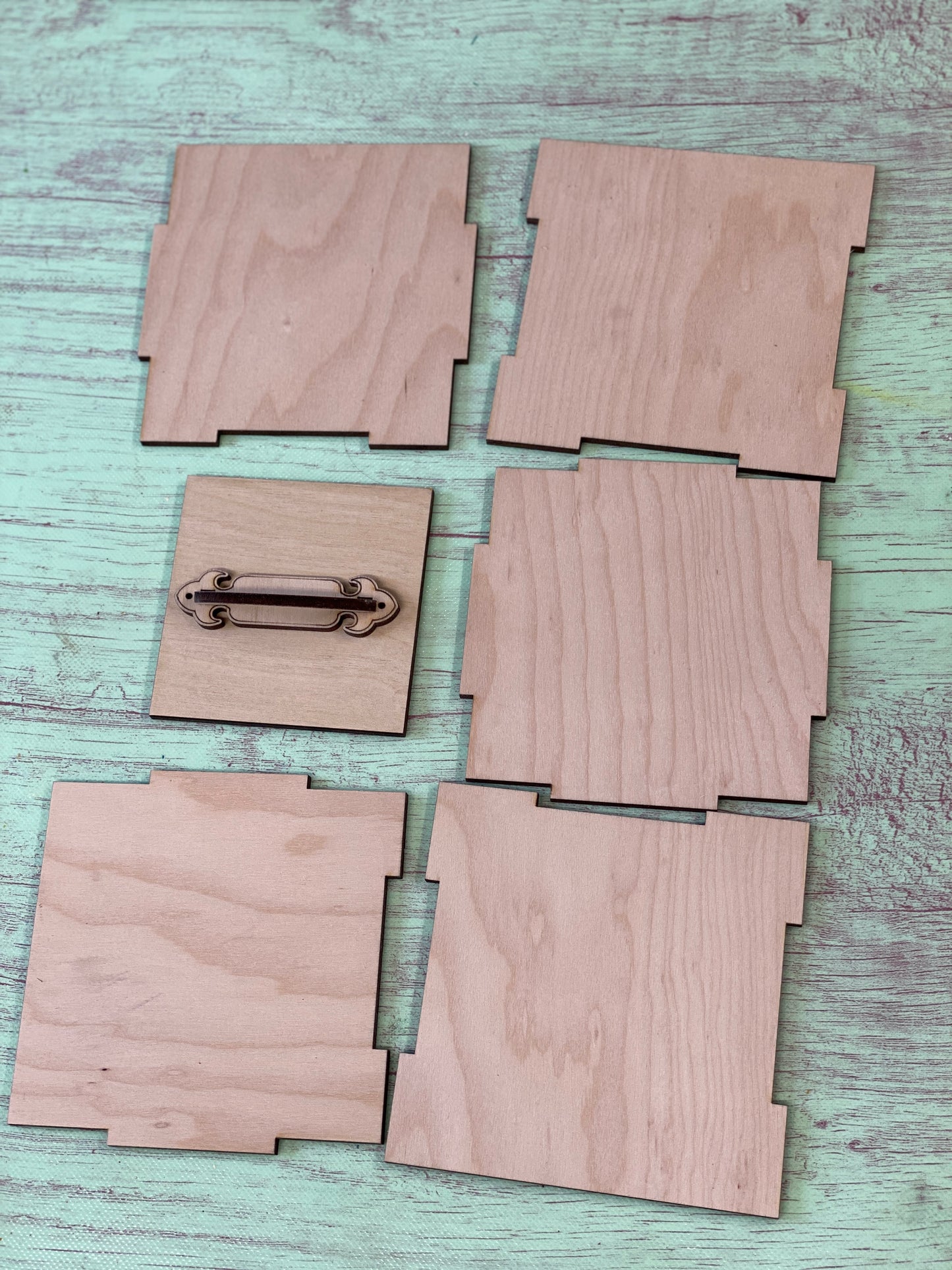 Square Planter Boxes with Faux Handle Hardware Laser Cut / Wooden Blank