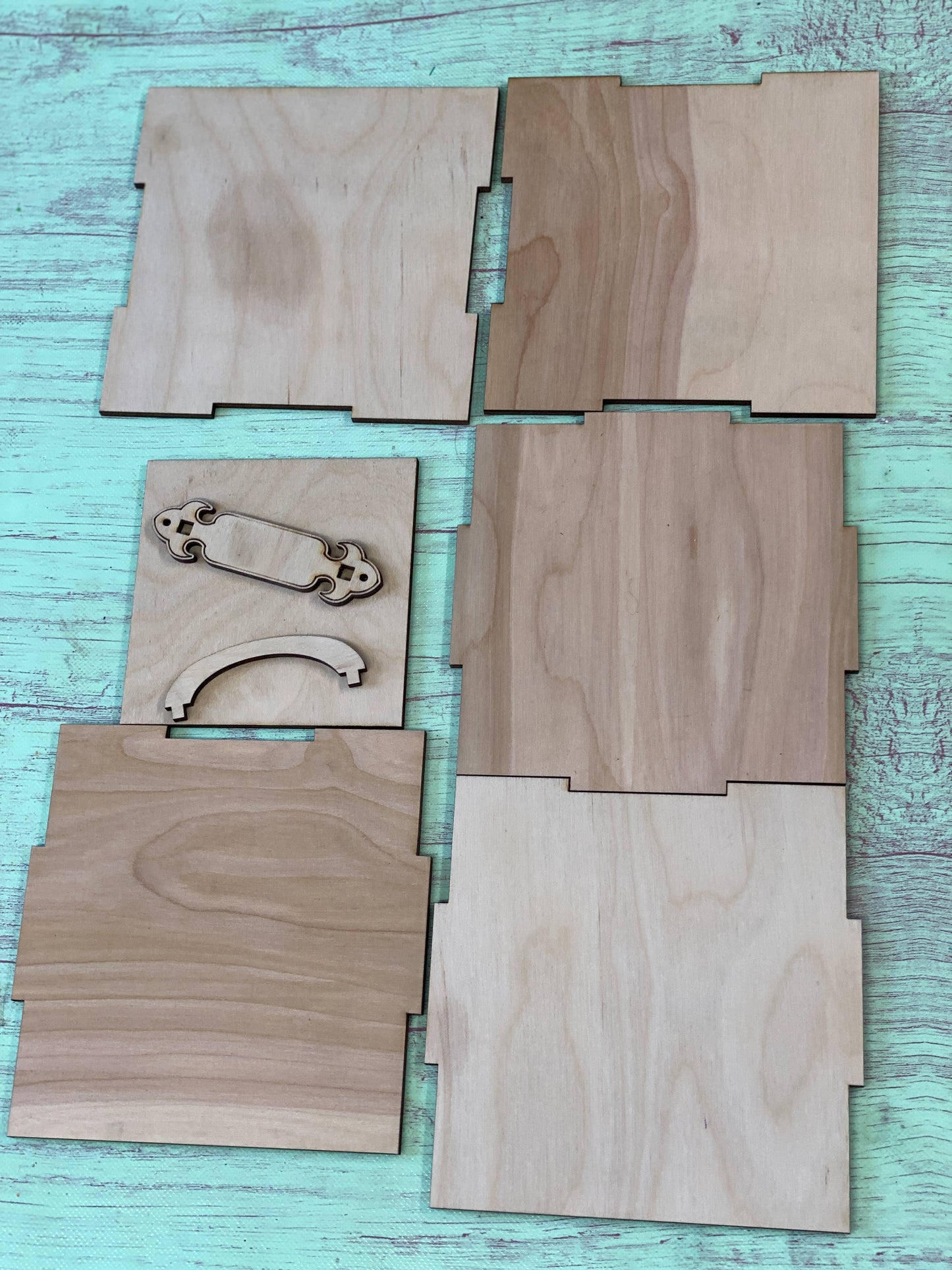 Square Planter Boxes with Faux Handle Hardware Laser Cut / Wooden Blank