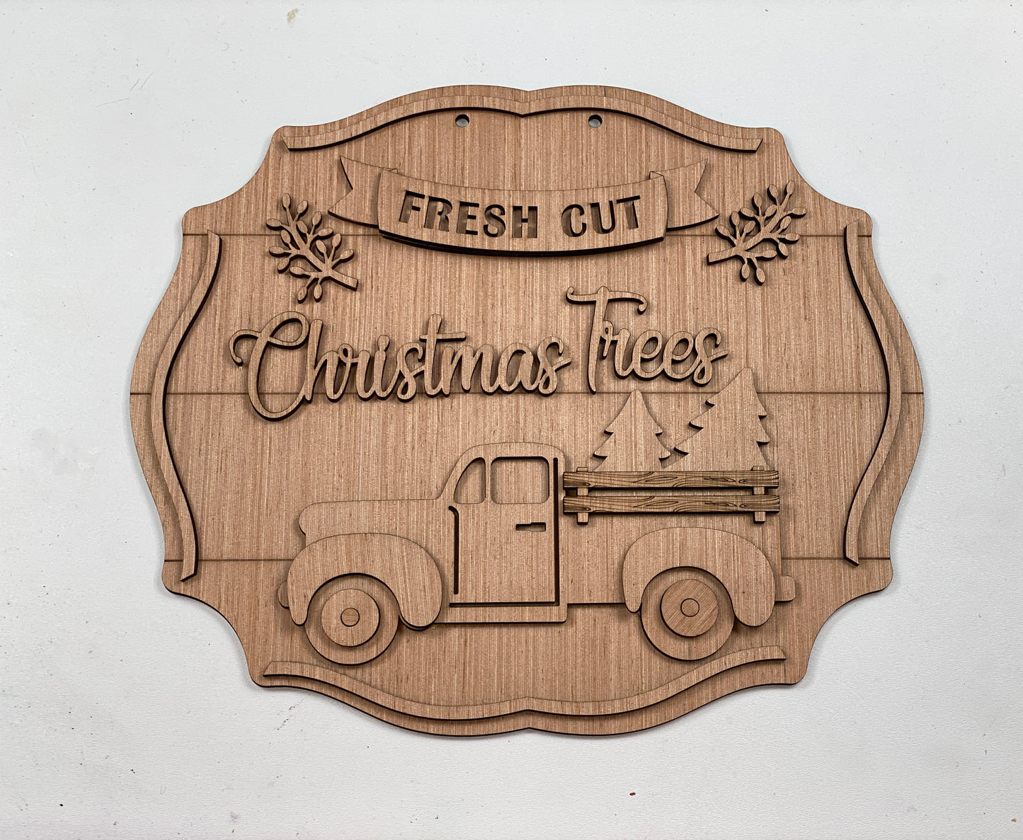 Fresh Cut Christmas Trees Door Hanger Laser Cut Blank for DIY Project