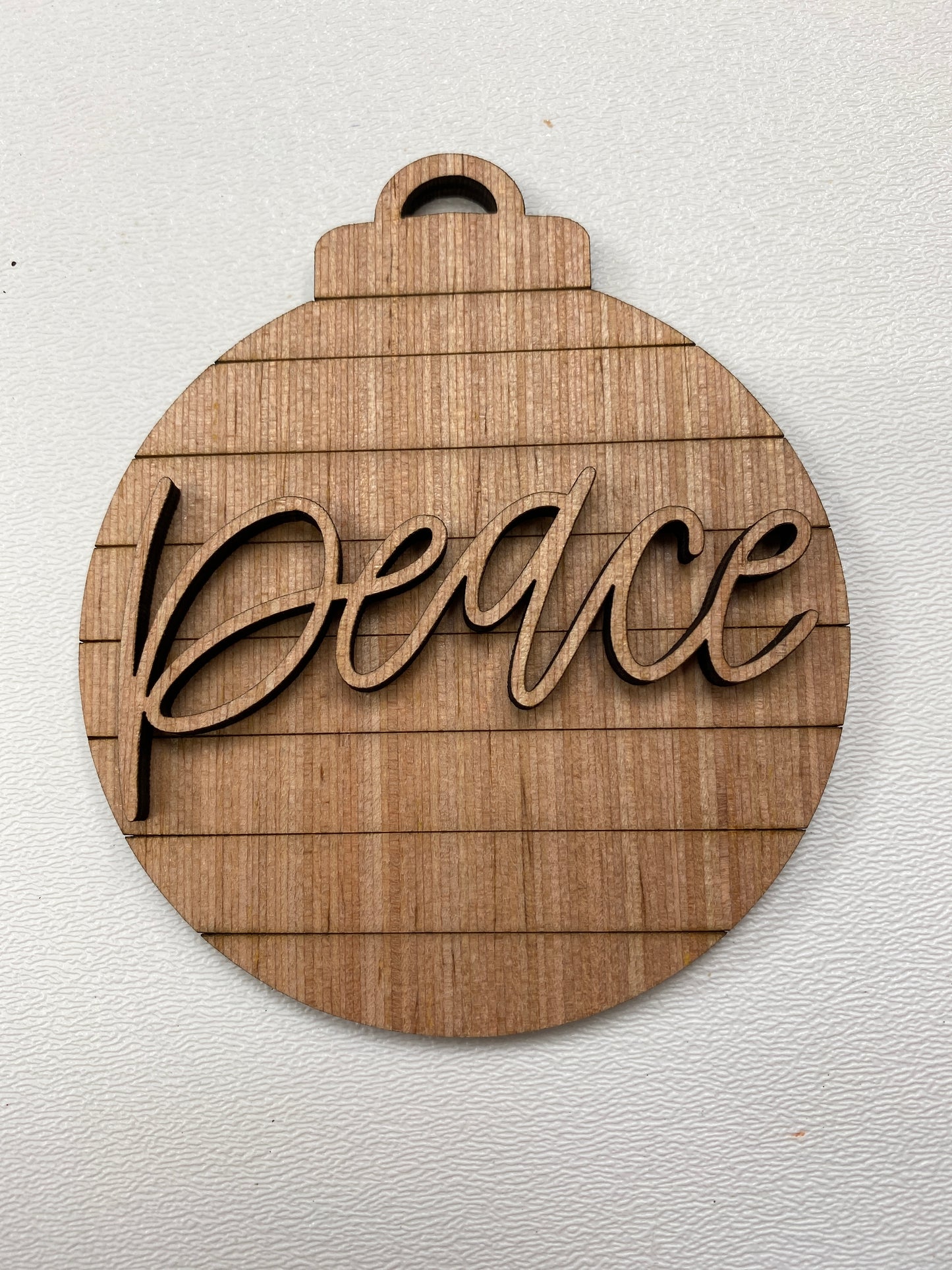 Peace Love Joy Shiplap Round Christmas Ornaments Laser Cut / Engraved Wooden Blank Ornament