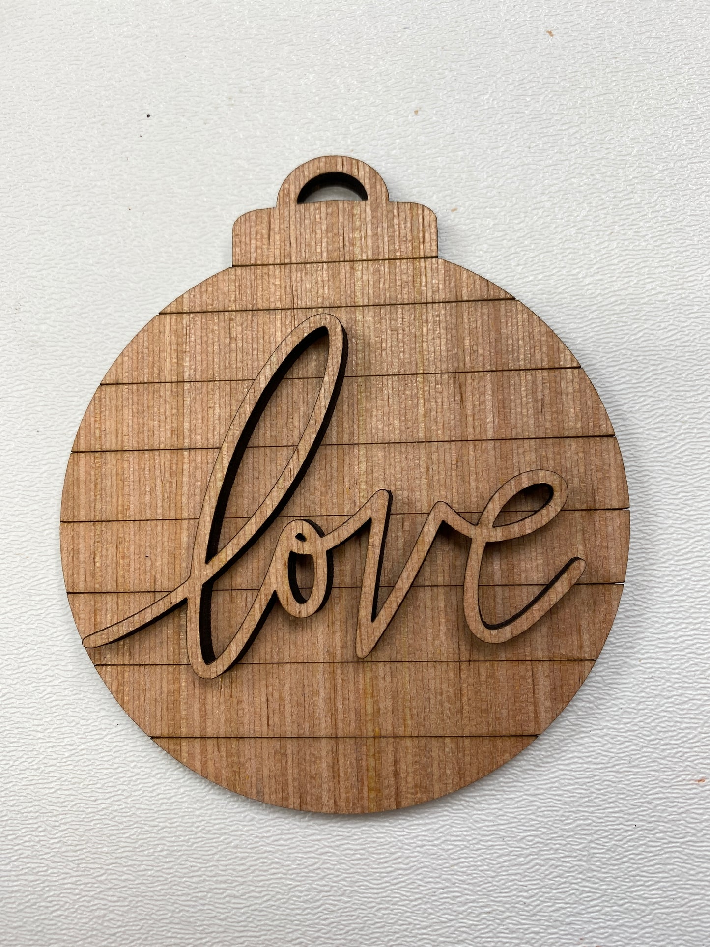 Peace Love Joy Shiplap Round Christmas Ornaments Laser Cut / Engraved Wooden Blank Ornament