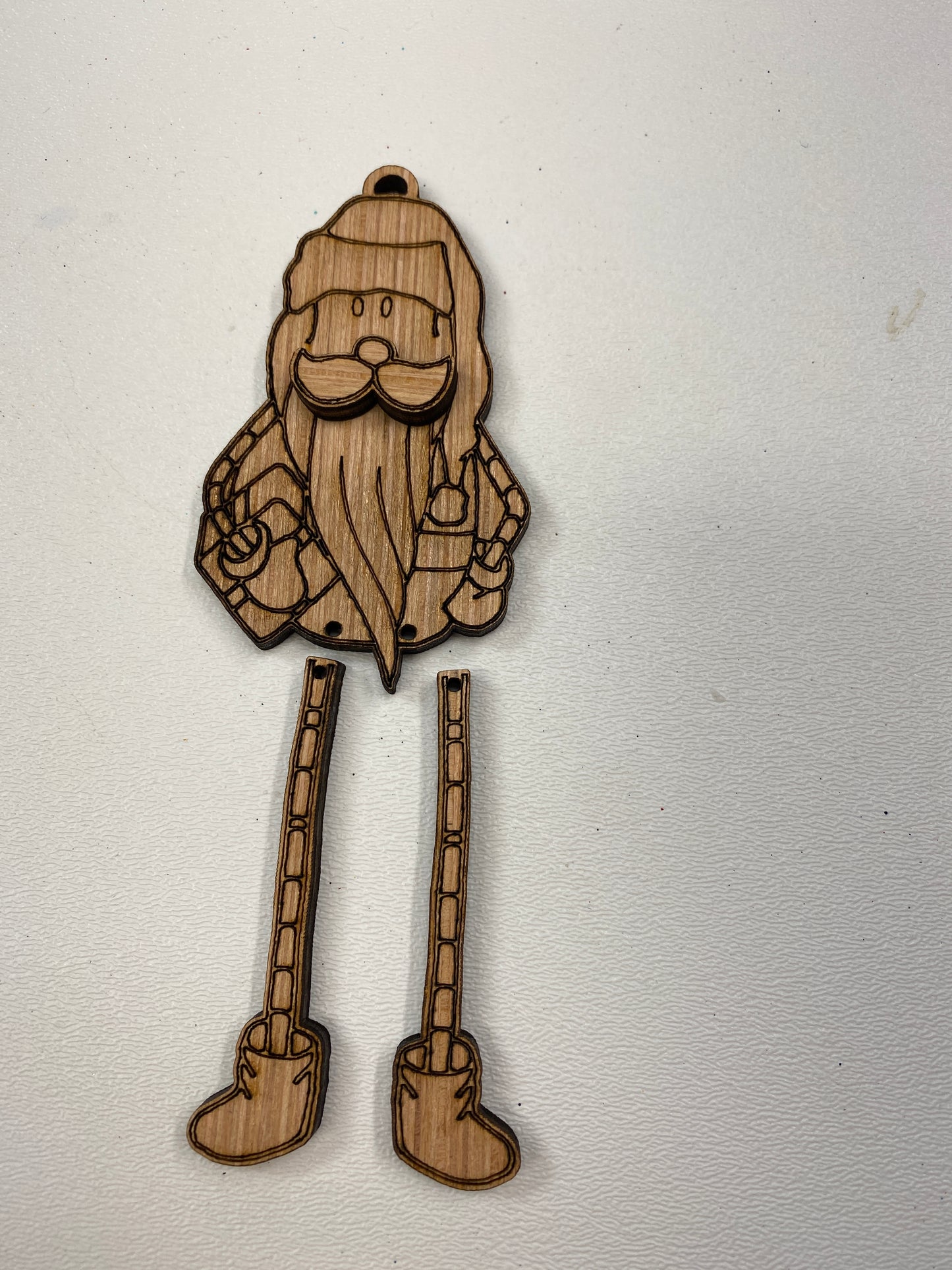 Dancing / Dangling Snowman or Santa Ornament Laser Cut / Engraved Wooden Blank Ornament