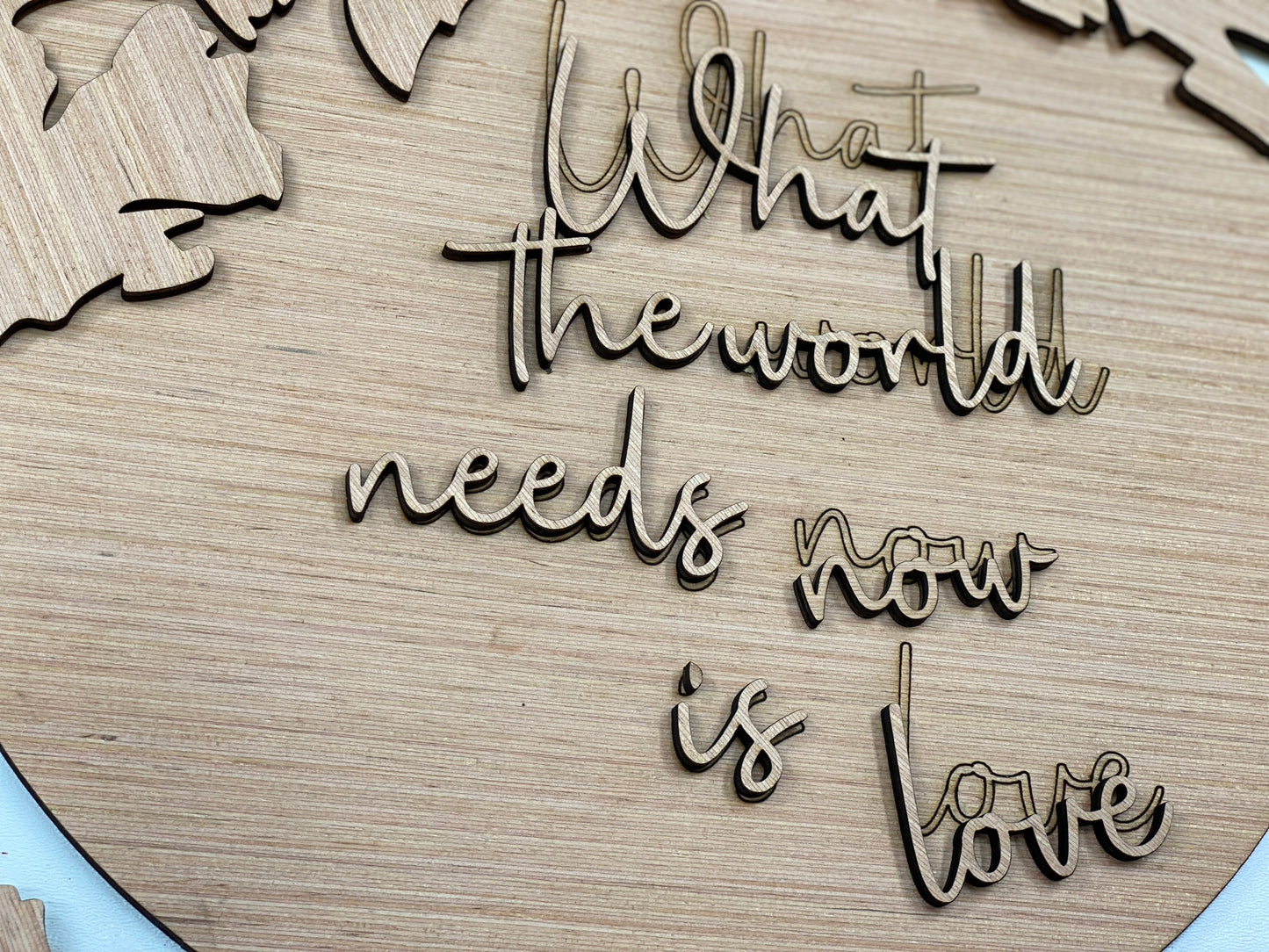 What The World Needs Now is Love Layered Laser Cut Wood Blank Cutout Door Hanger