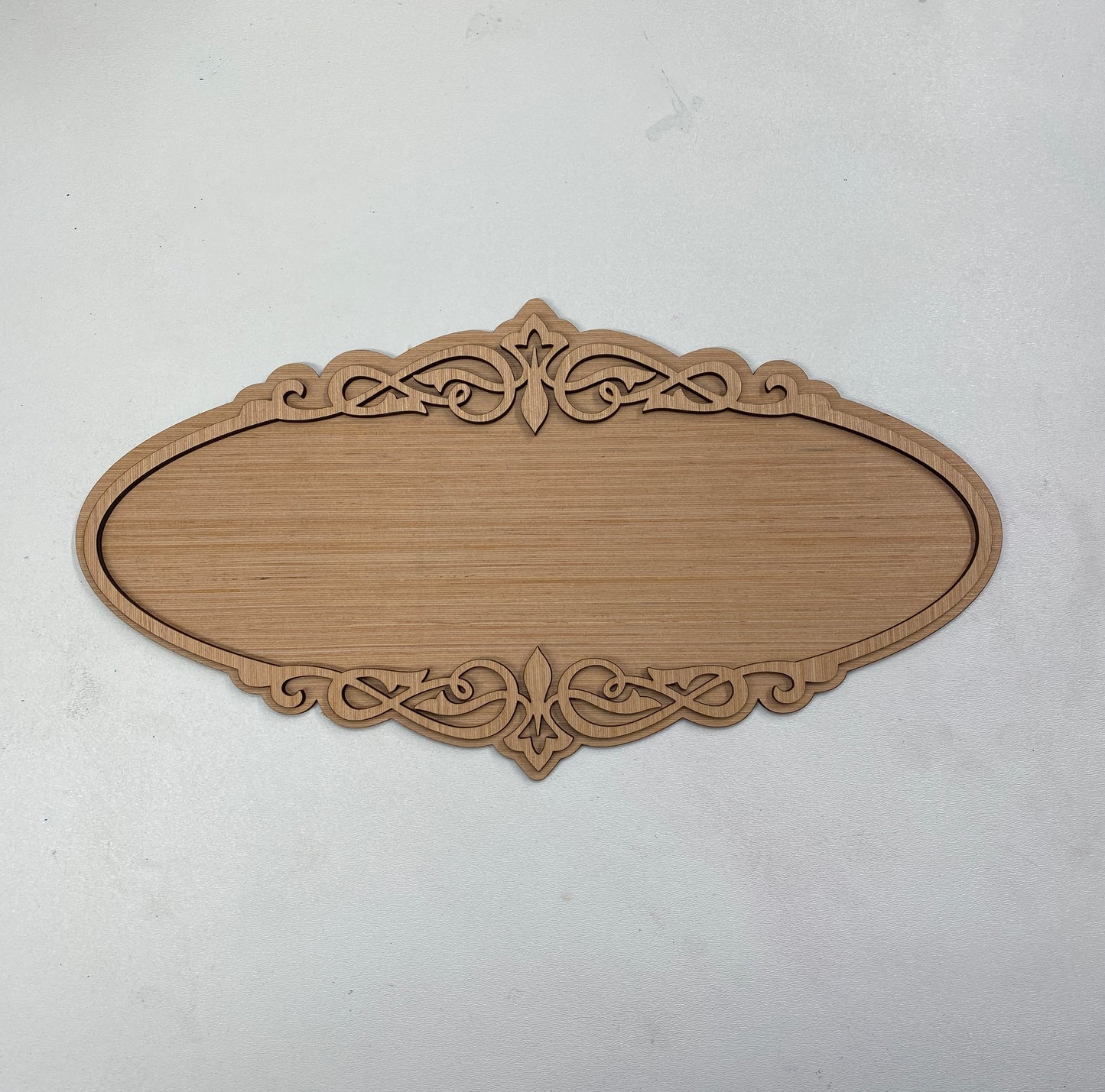 Scroll Fancy Oval Frame with Backer 3D Laser Cut Wood Blank Cutout Door Hanger