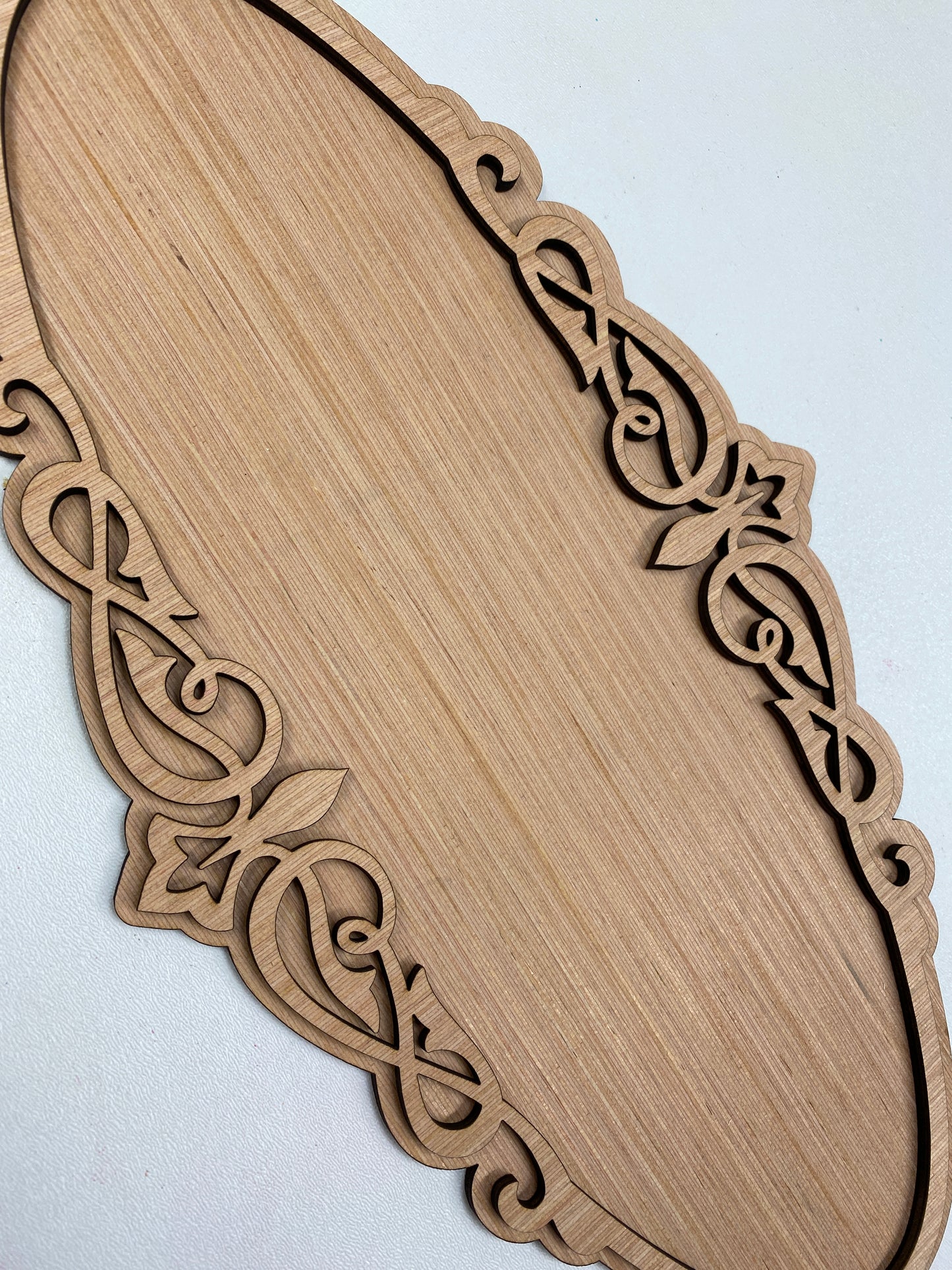 Scroll Fancy Oval Frame with Backer 3D Laser Cut Wood Blank Cutout Door Hanger