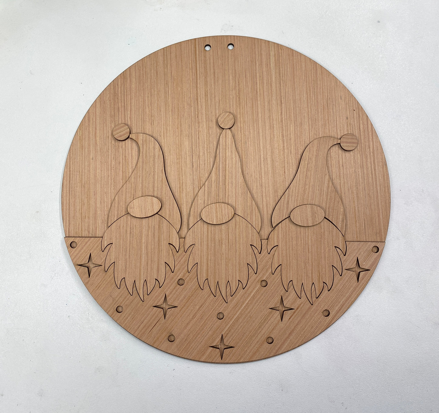 Gnome Trio 3D Laser Cut Wood Blank Cutout Door Hanger