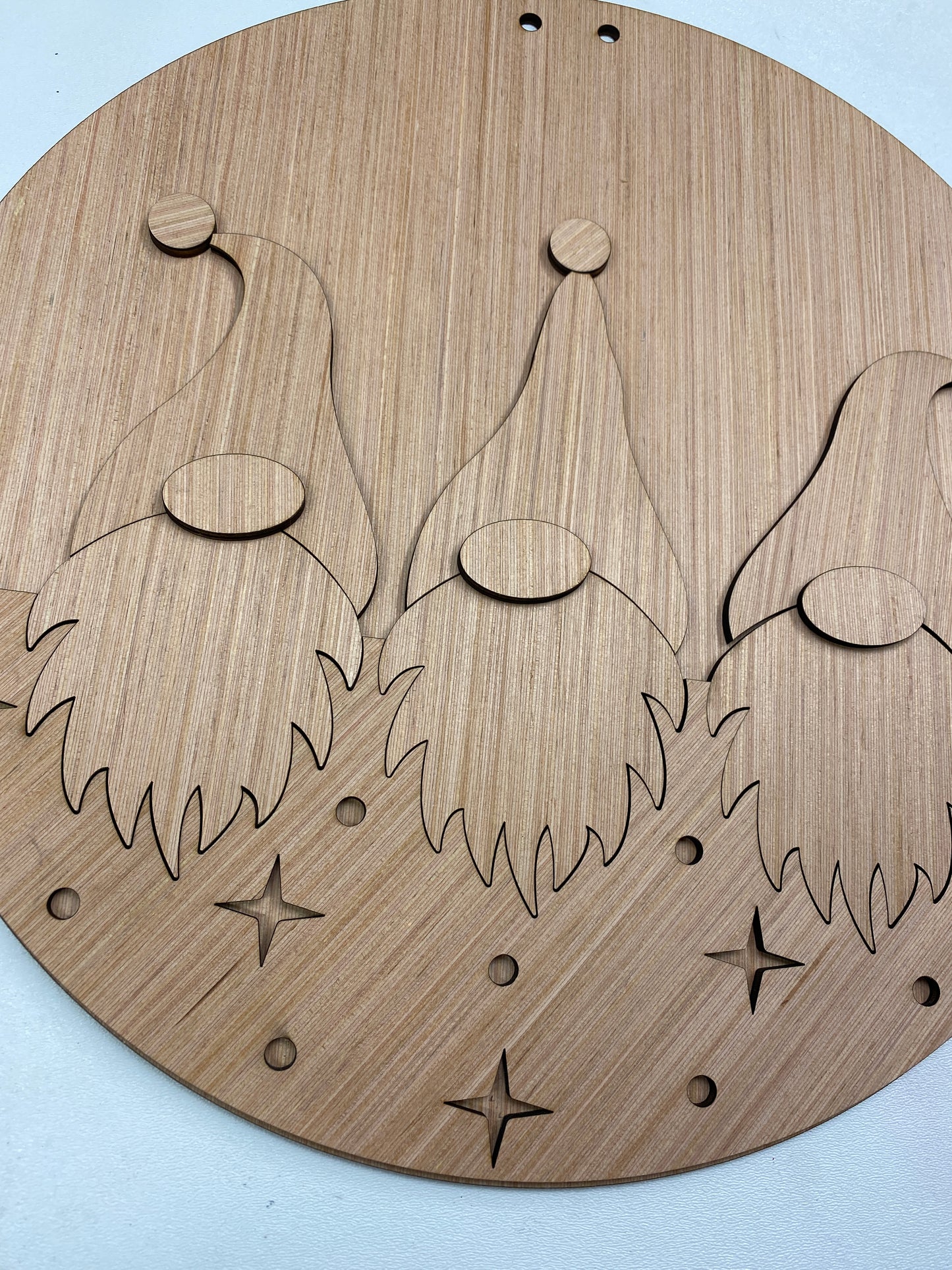 Gnome Trio 3D Laser Cut Wood Blank Cutout Door Hanger