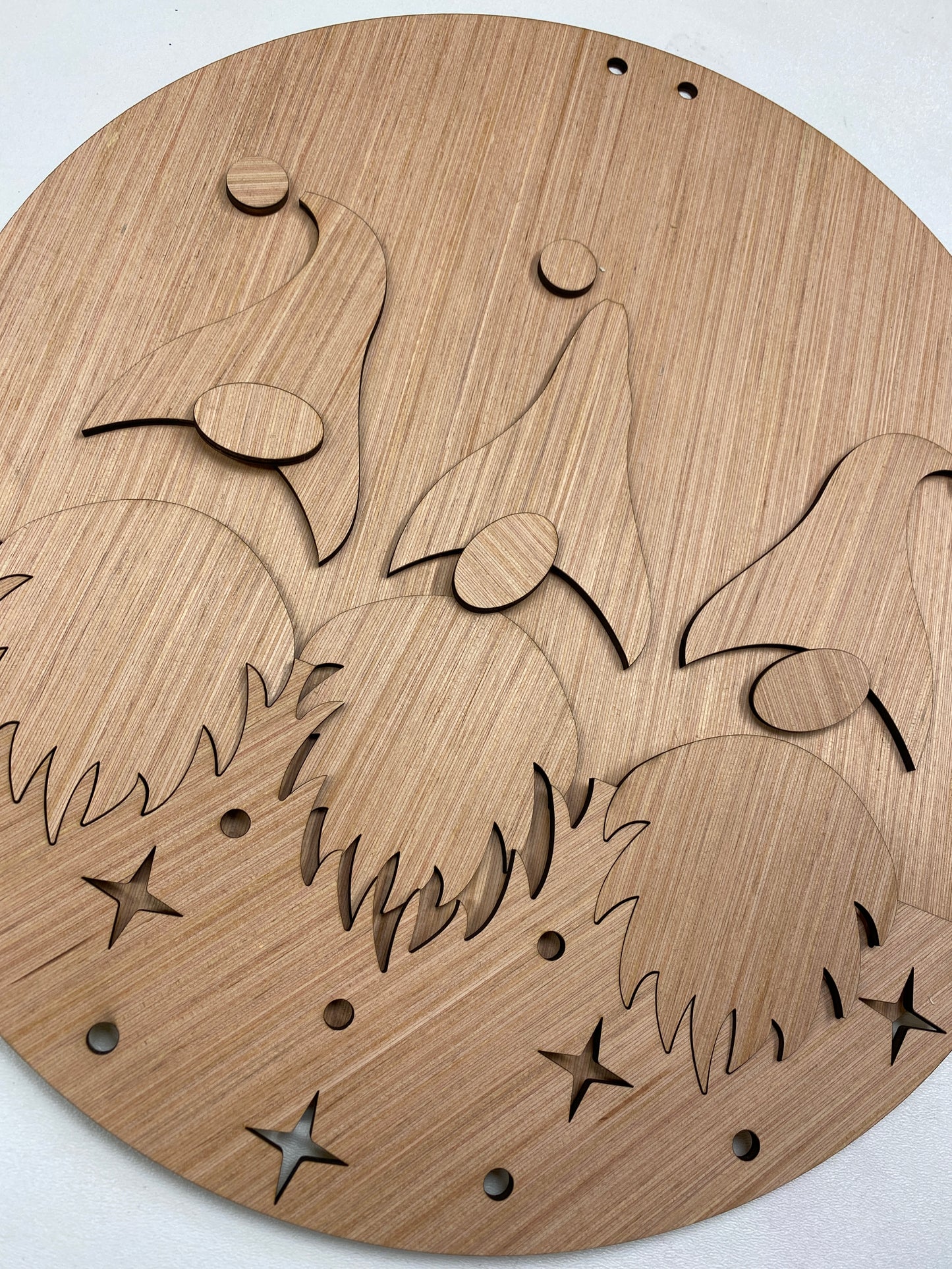 Gnome Trio 3D Laser Cut Wood Blank Cutout Door Hanger