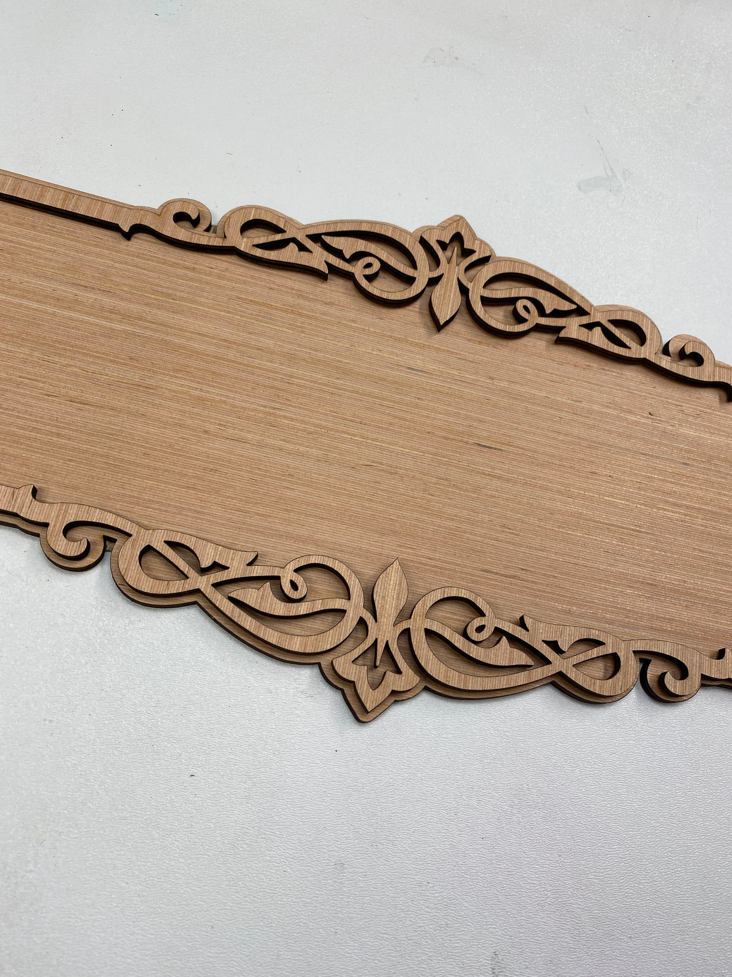 Scroll Fancy Rectangle Frame with Backer 3D Laser Cut Wood Blank Cutout Door Hanger