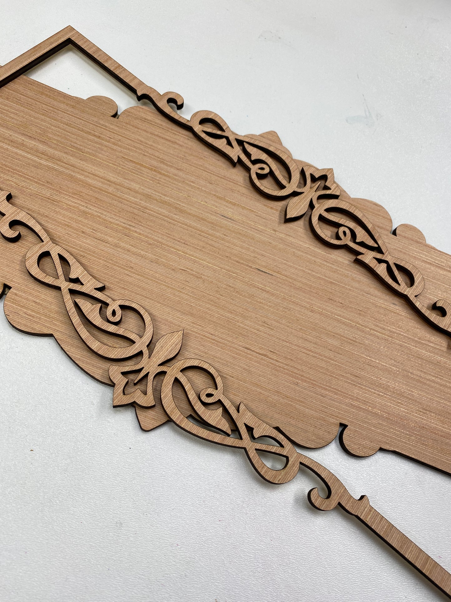 Scroll Fancy Rectangle Frame with Backer 3D Laser Cut Wood Blank Cutout Door Hanger