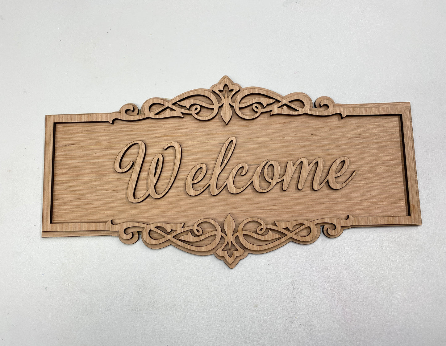 Scroll Fancy Rectangle Frame with Backer 3D Laser Cut Wood Blank Cutout Door Hanger