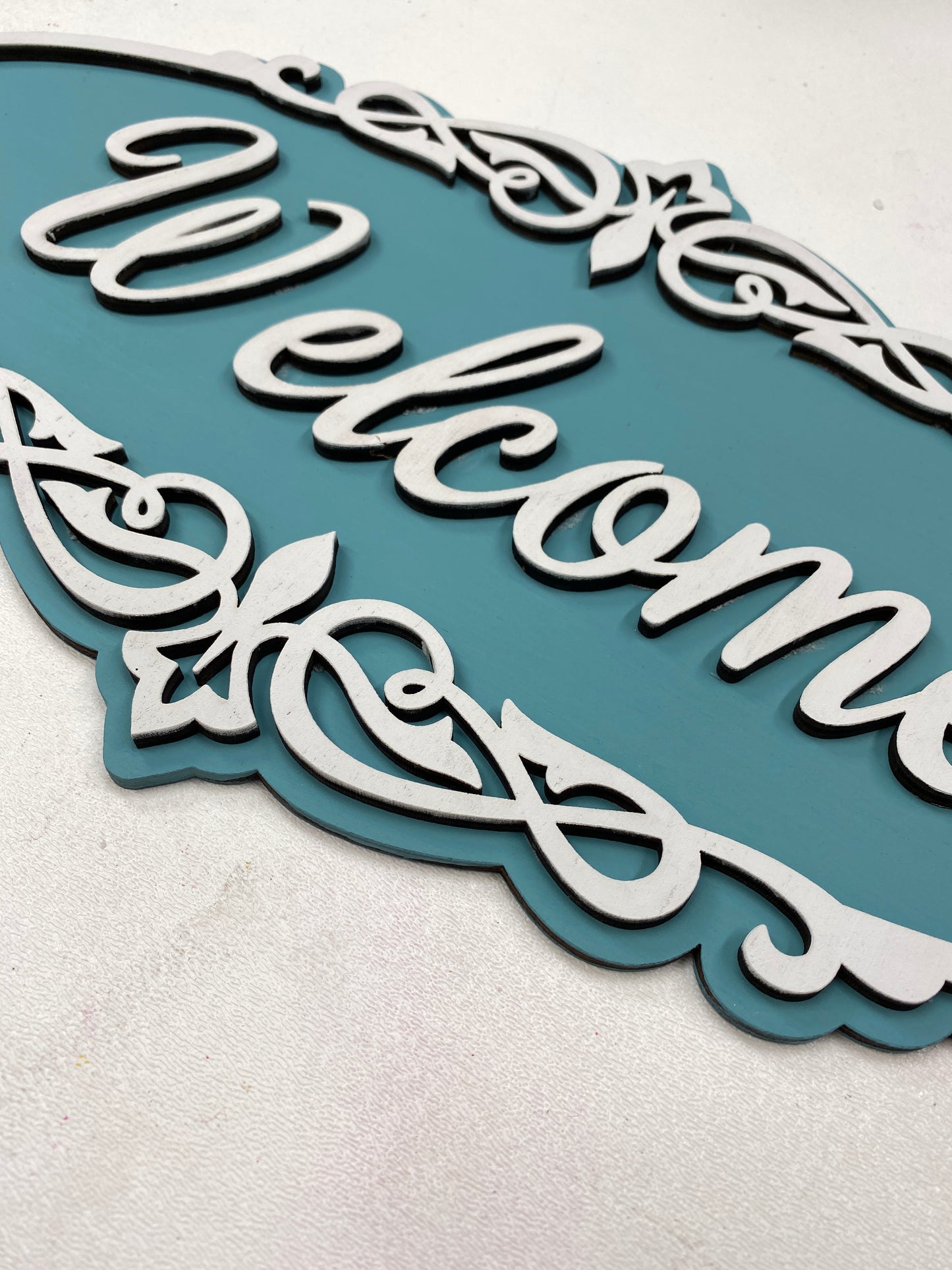 Scroll Fancy Oval Frame with Backer 3D Laser Cut Wood Blank Cutout Door Hanger