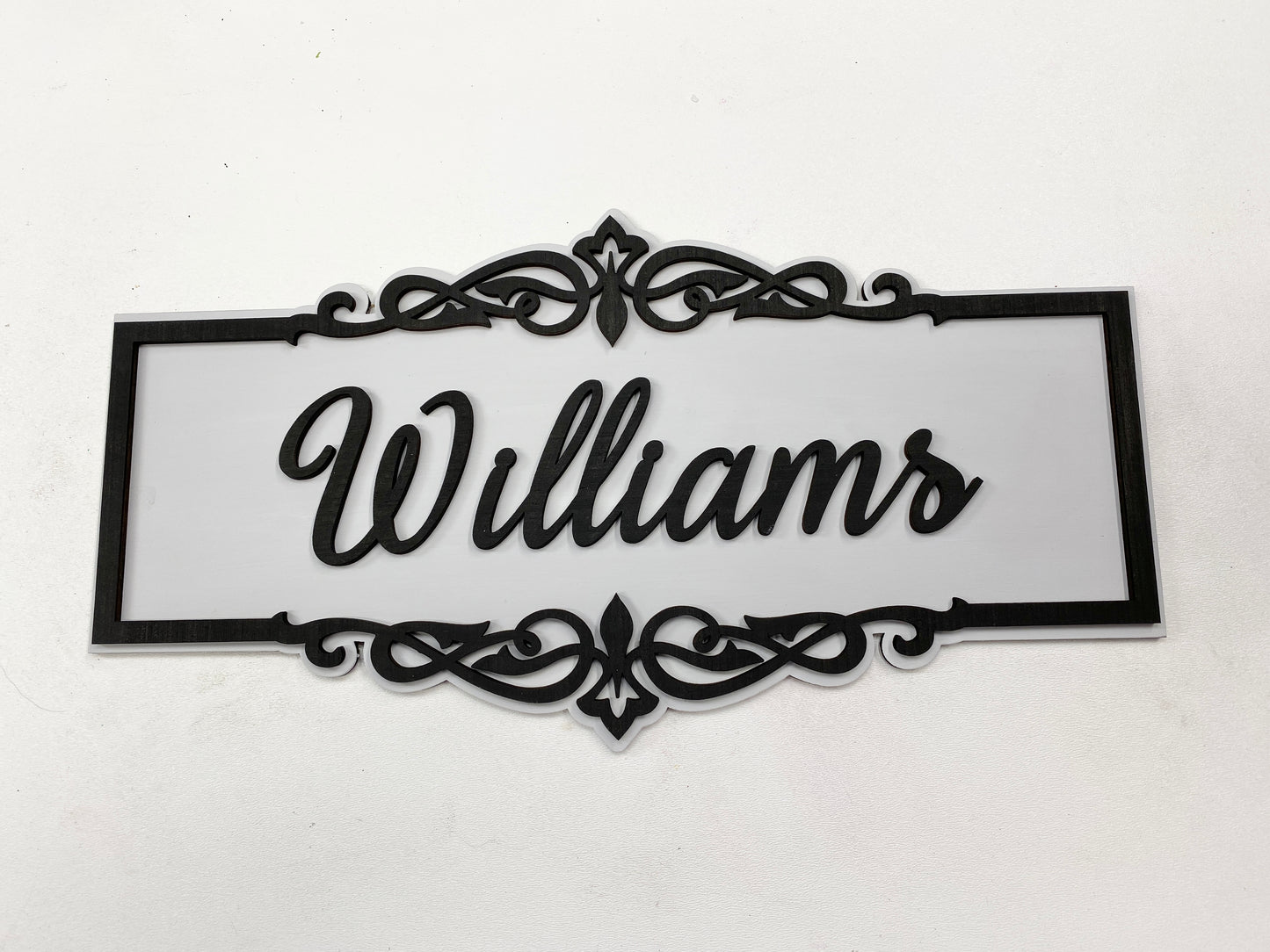 Scroll Fancy Rectangle Frame with Backer 3D Laser Cut Wood Blank Cutout Door Hanger