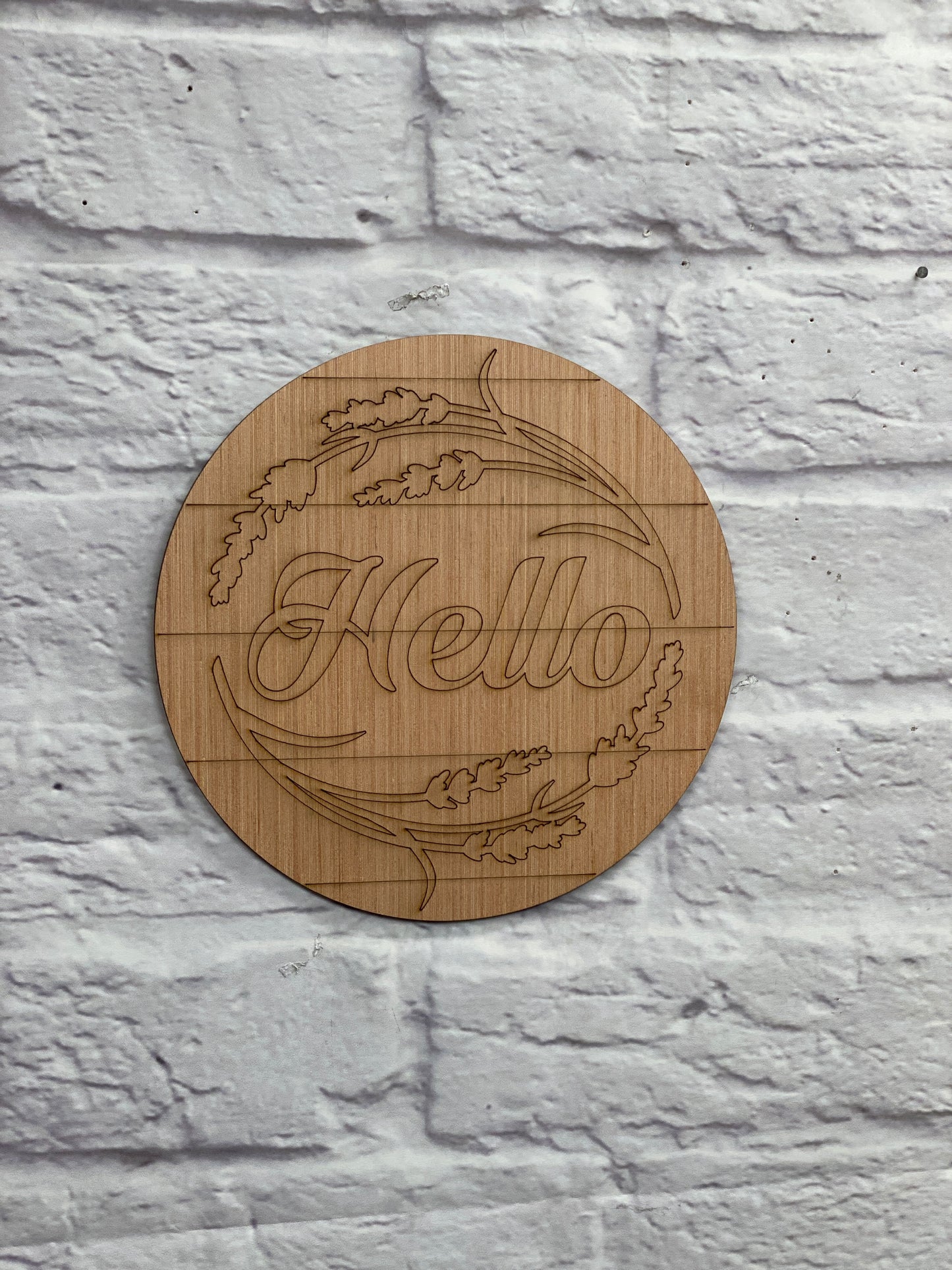 Lavendar Hello Door Hanger Laser Cut Blank for DIY Project