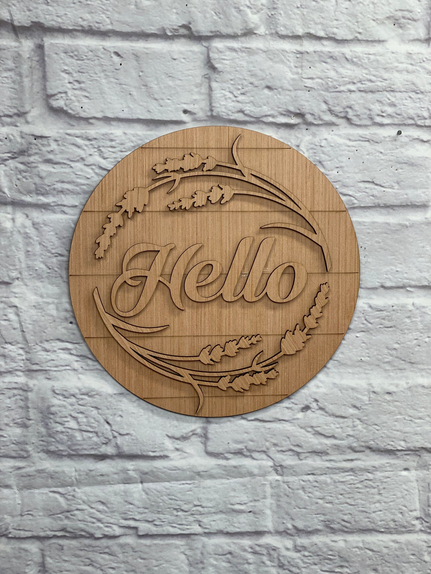 Lavendar Hello Door Hanger Laser Cut Blank for DIY Project