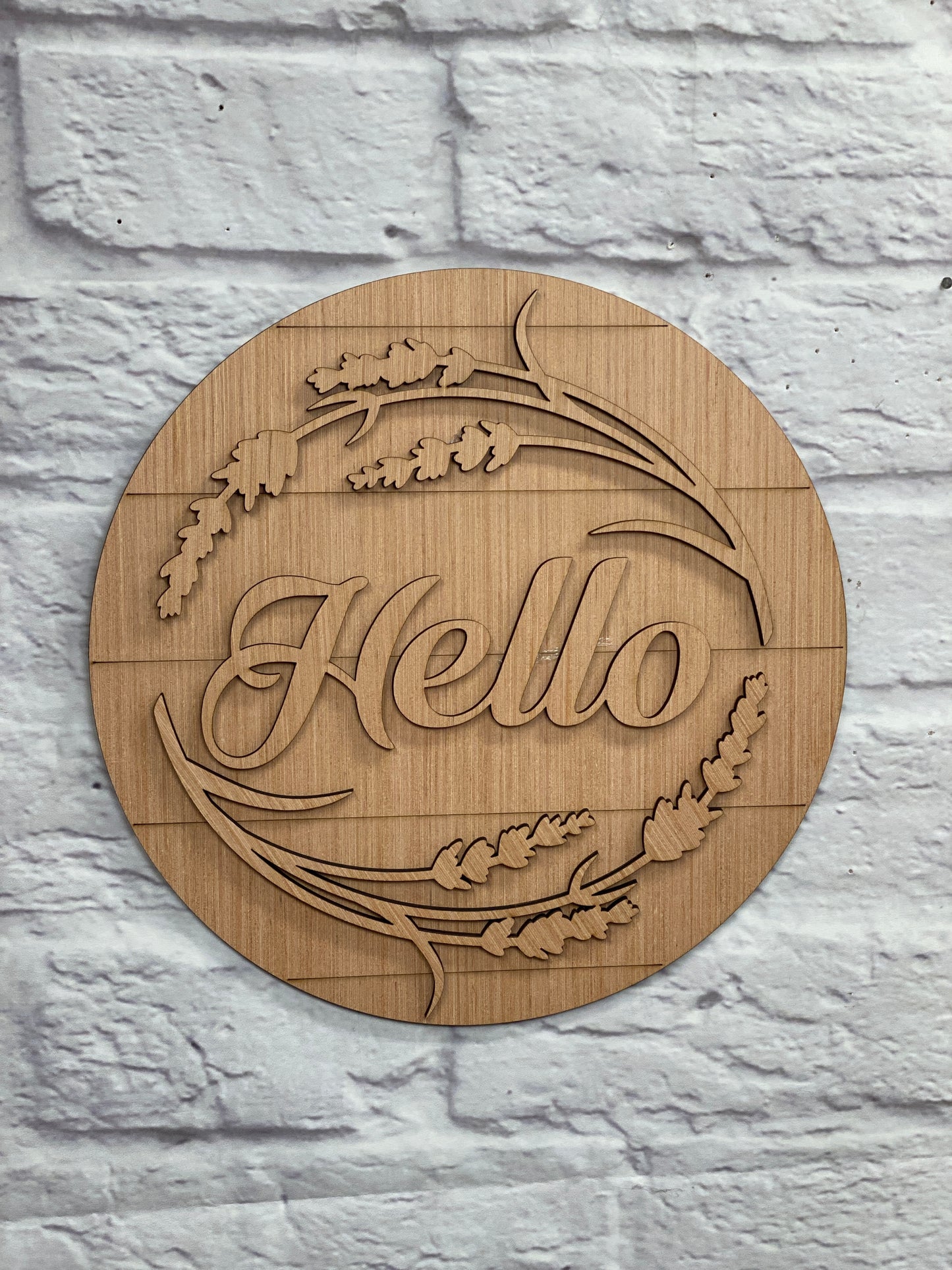 Lavendar Hello Door Hanger Laser Cut Blank for DIY Project