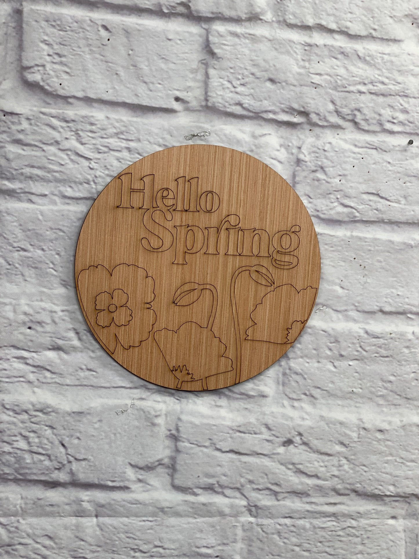 Hello Spring Poppies Door Hanger Laser Cut Blank for DIY Project
