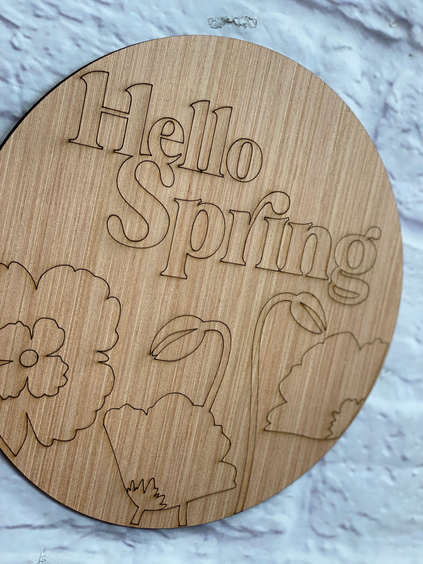 Hello Spring Poppies Door Hanger Laser Cut Blank for DIY Project