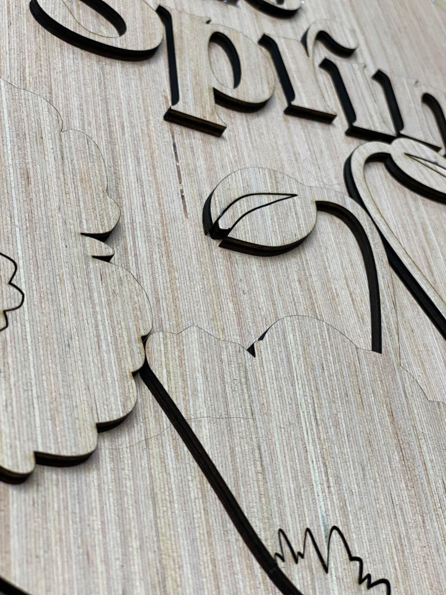 Hello Spring Poppies Door Hanger Laser Cut Blank for DIY Project