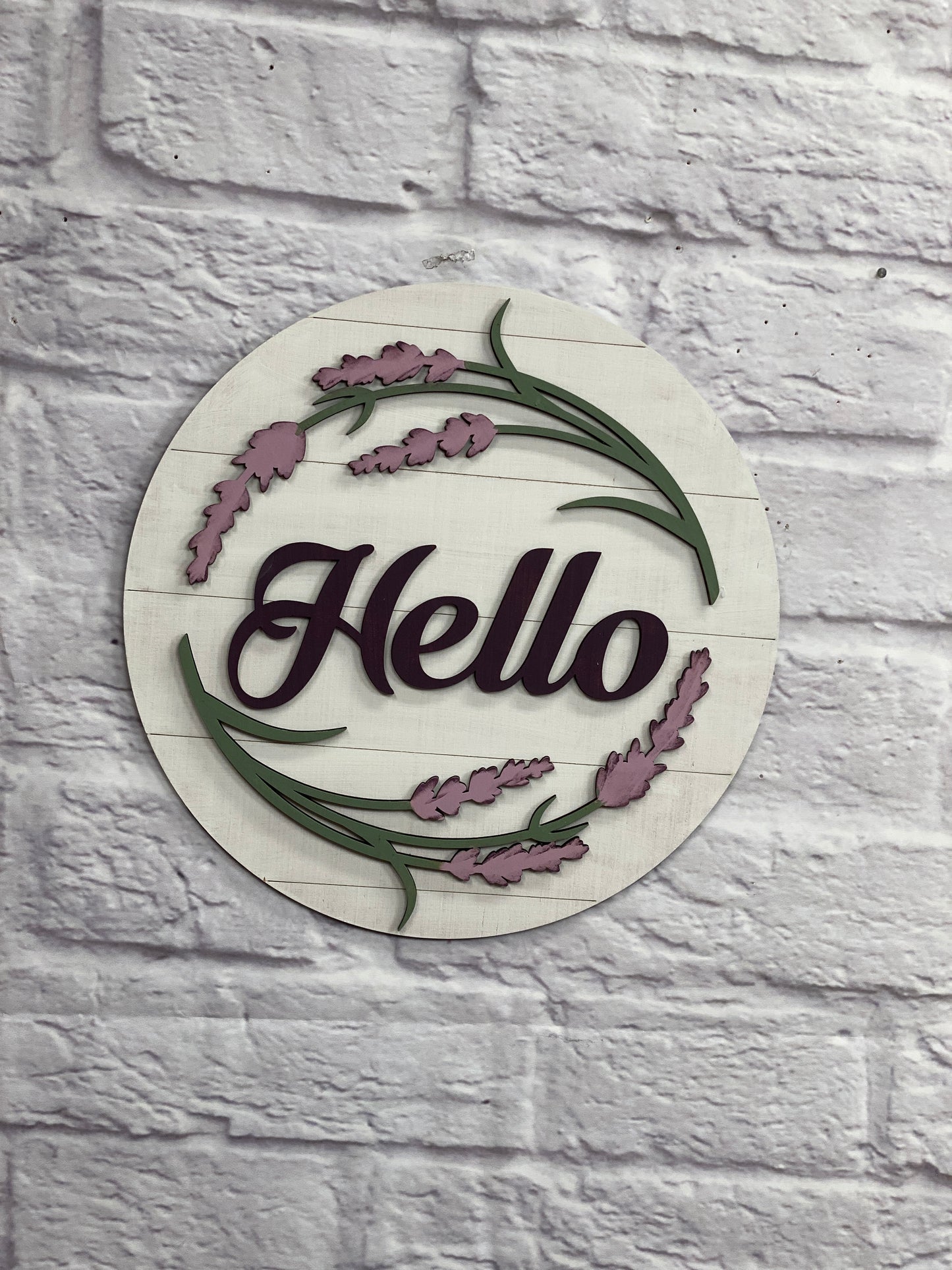 Lavendar Hello Door Hanger Laser Cut Blank for DIY Project