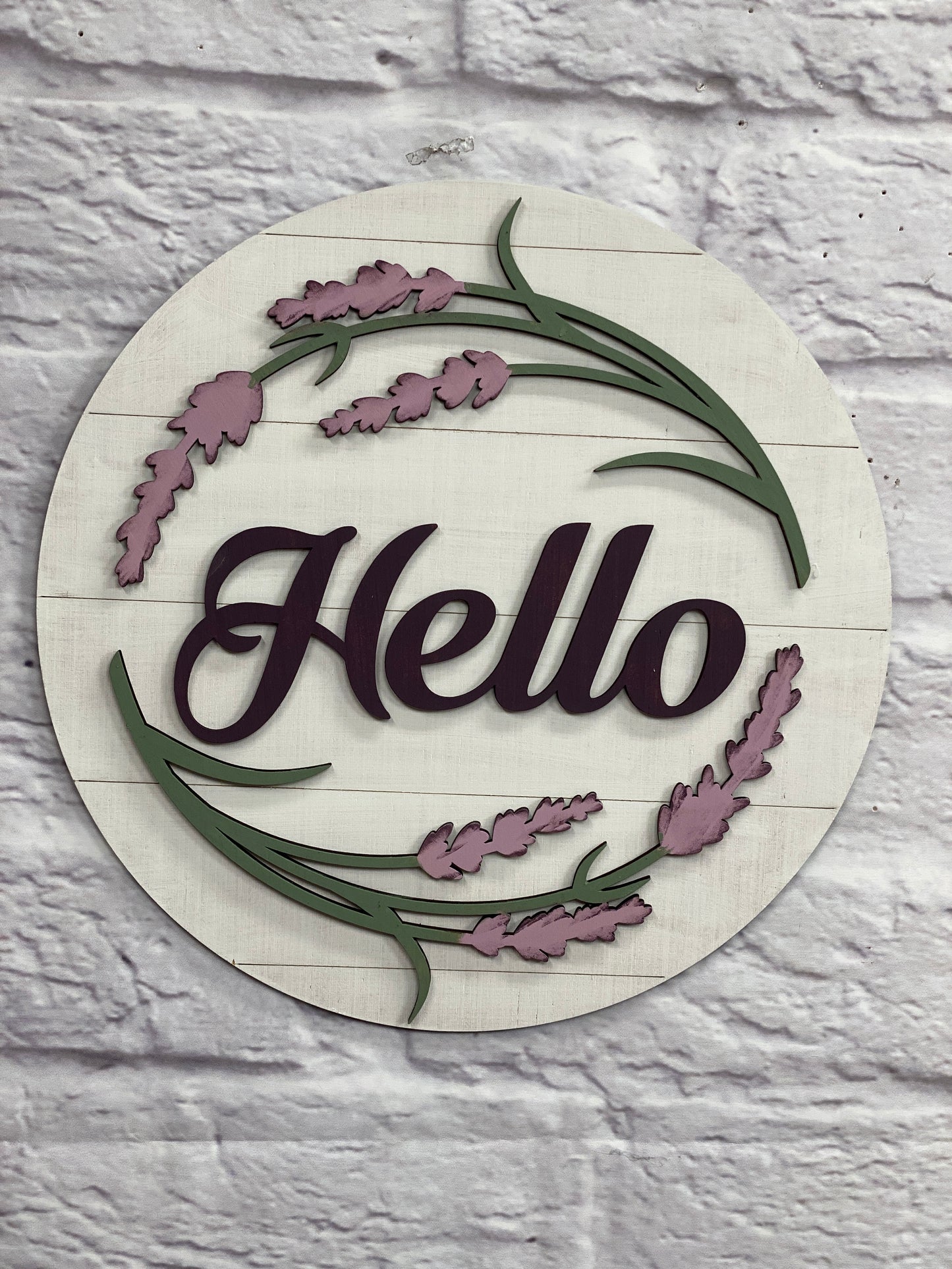 Lavendar Hello Door Hanger Laser Cut Blank for DIY Project