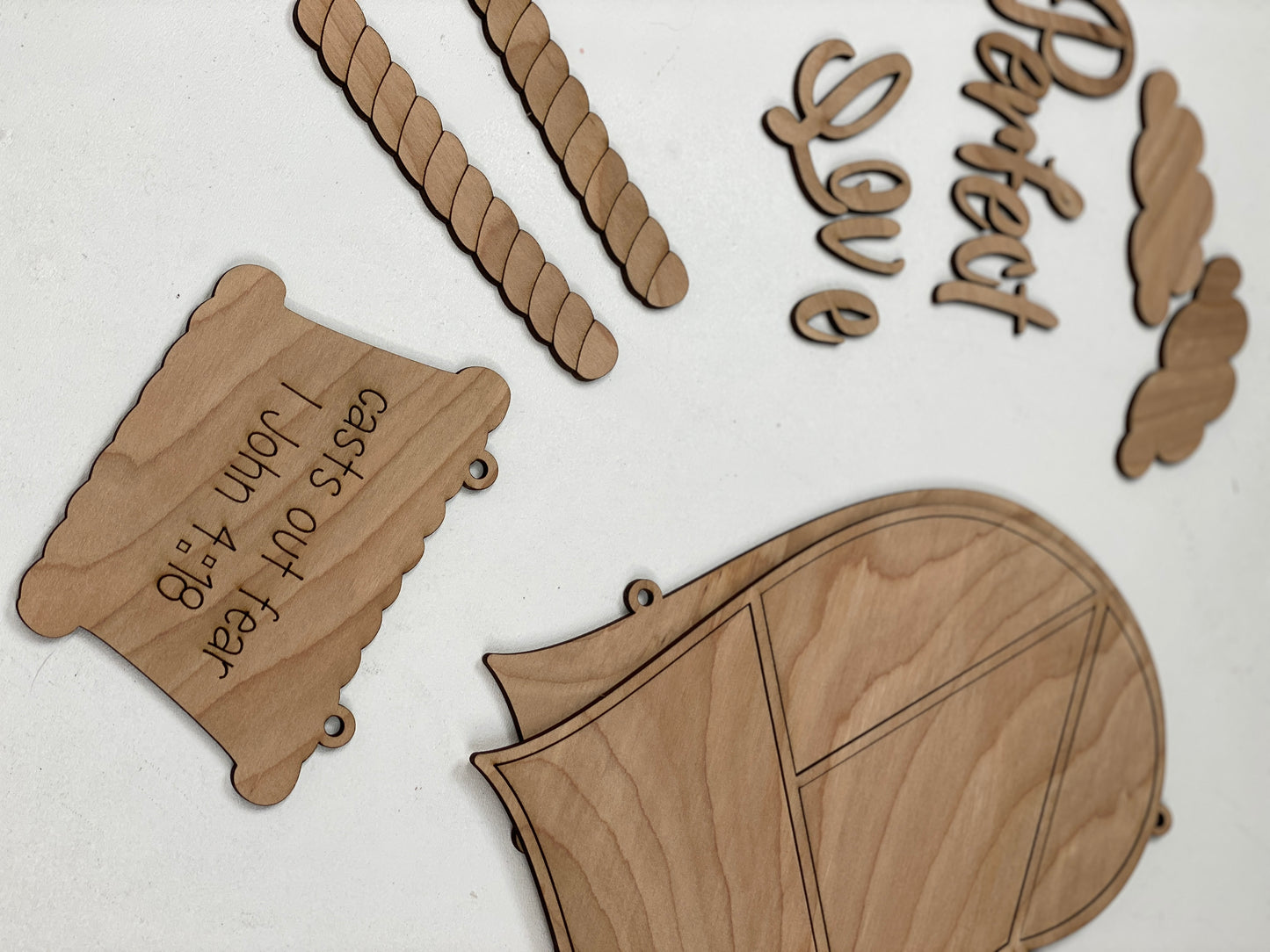 Perfect Love Hot Air Balloon Door Hanger Laser Cut Blank for DIY Project