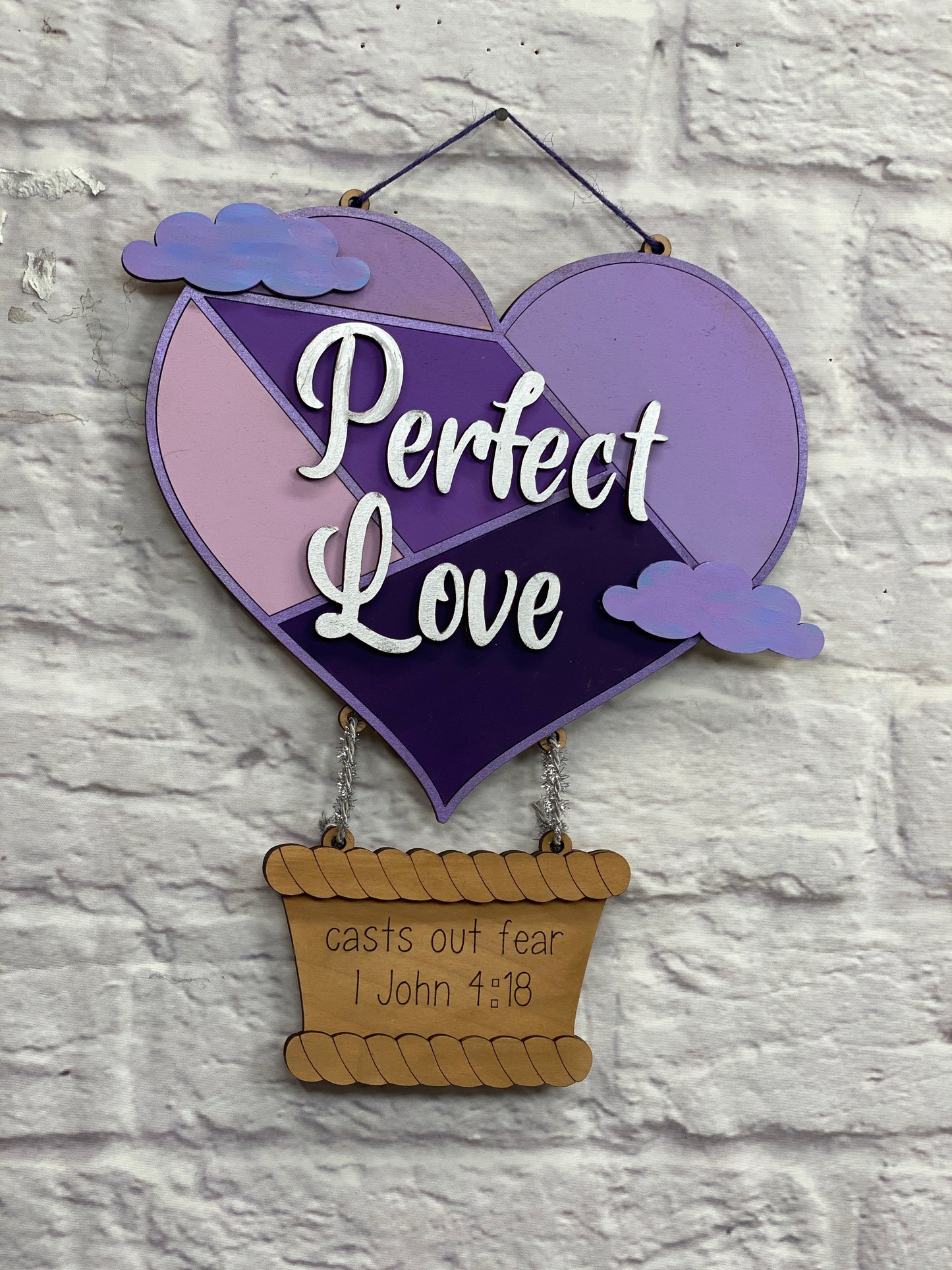 Perfect Love Hot Air Balloon Door Hanger Laser Cut Blank for DIY Project