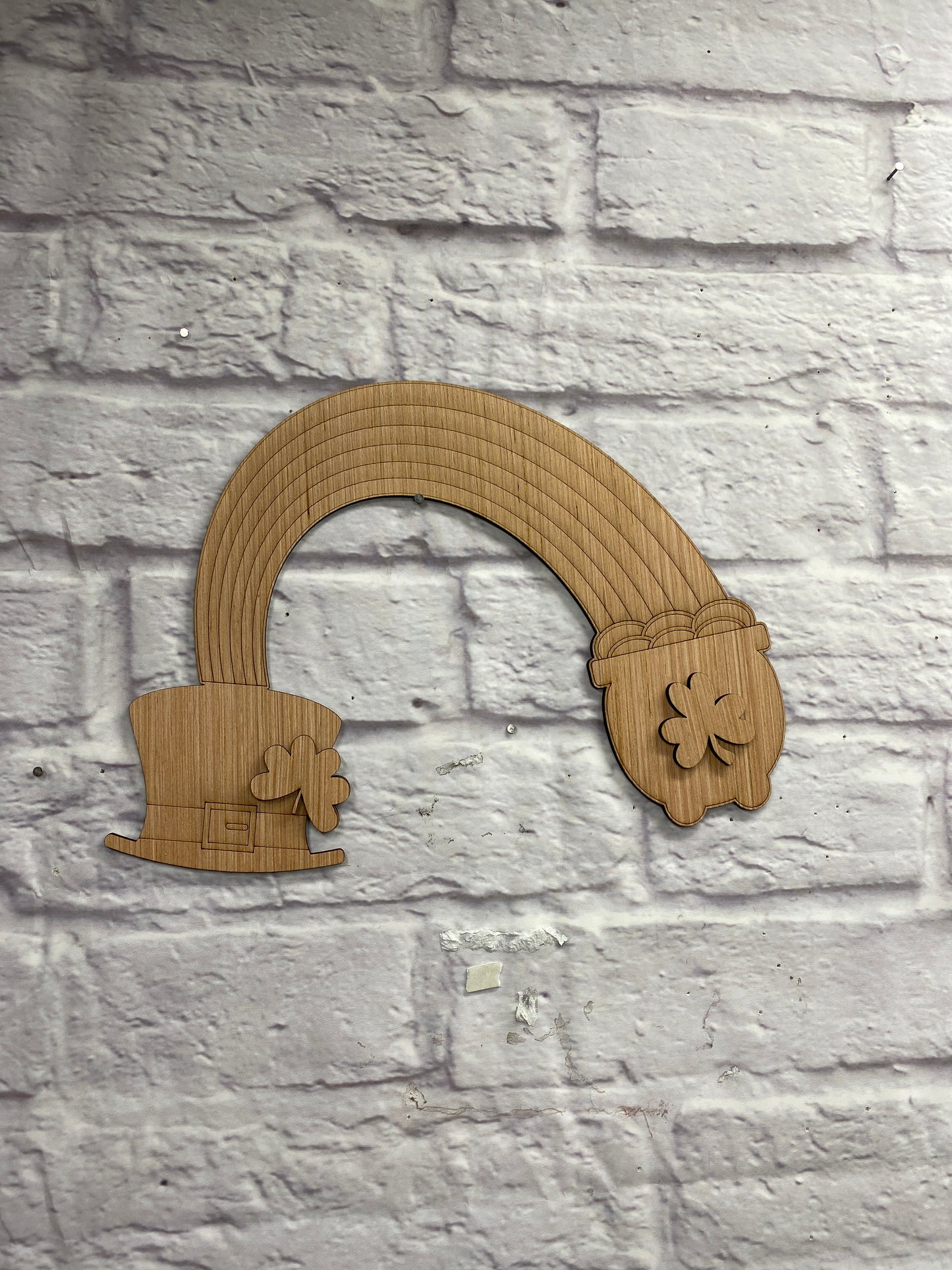 St Patricks Day Rainbow Pot of Gold Door Hanger Laser Cut Blank for DIY Project