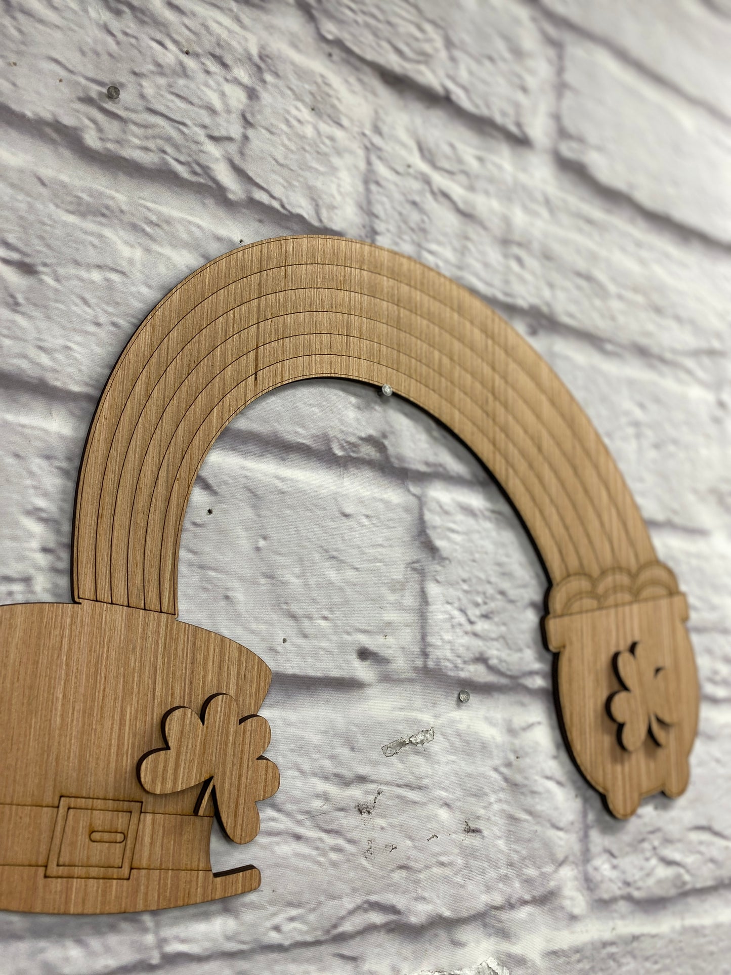 St Patricks Day Rainbow Pot of Gold Door Hanger Laser Cut Blank for DIY Project