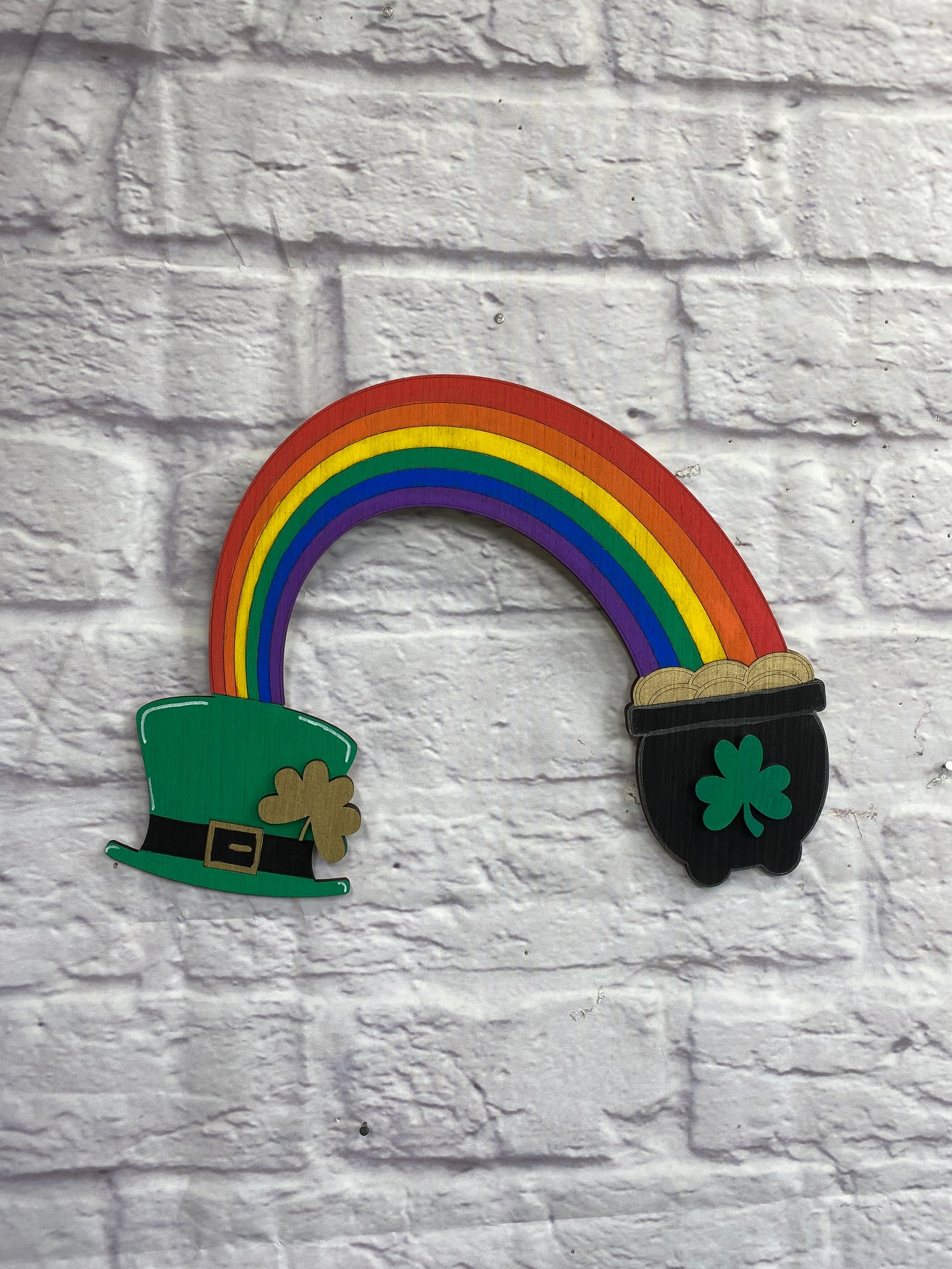 St Patricks Day Rainbow Pot of Gold Door Hanger Laser Cut Blank for DIY Project