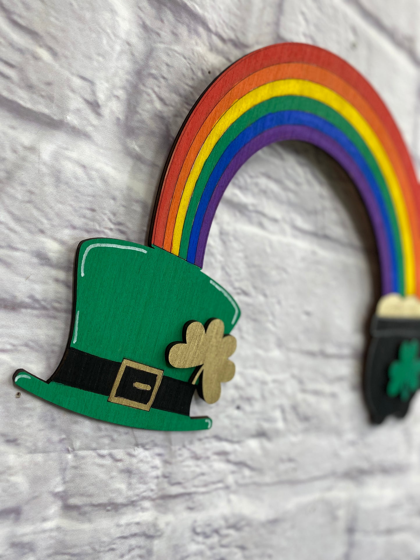 St Patricks Day Rainbow Pot of Gold Door Hanger Laser Cut Blank for DIY Project