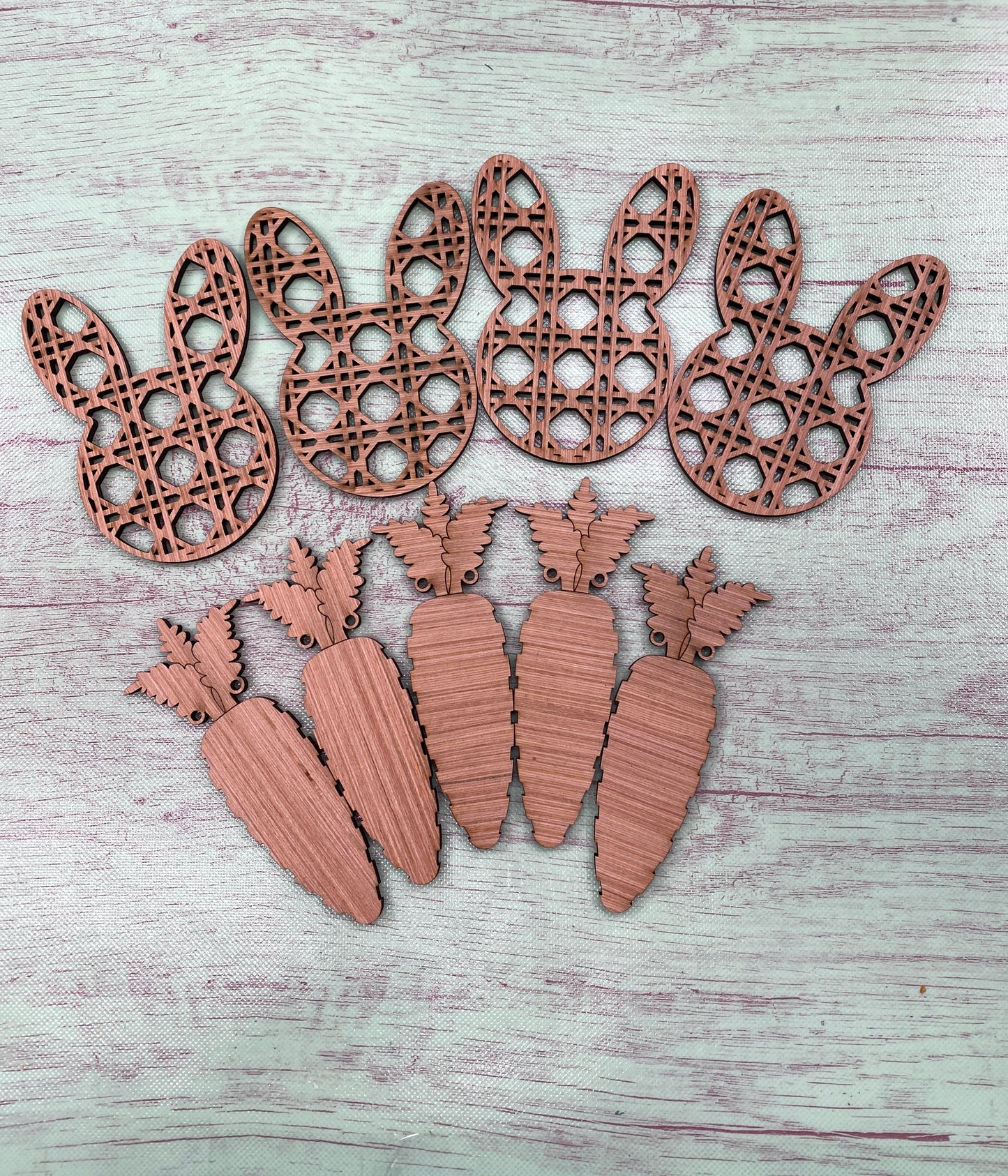 Easter Garland / Banner Rattan Cut Bunnies and Carrots Laser Cut Blank for DIY Project
