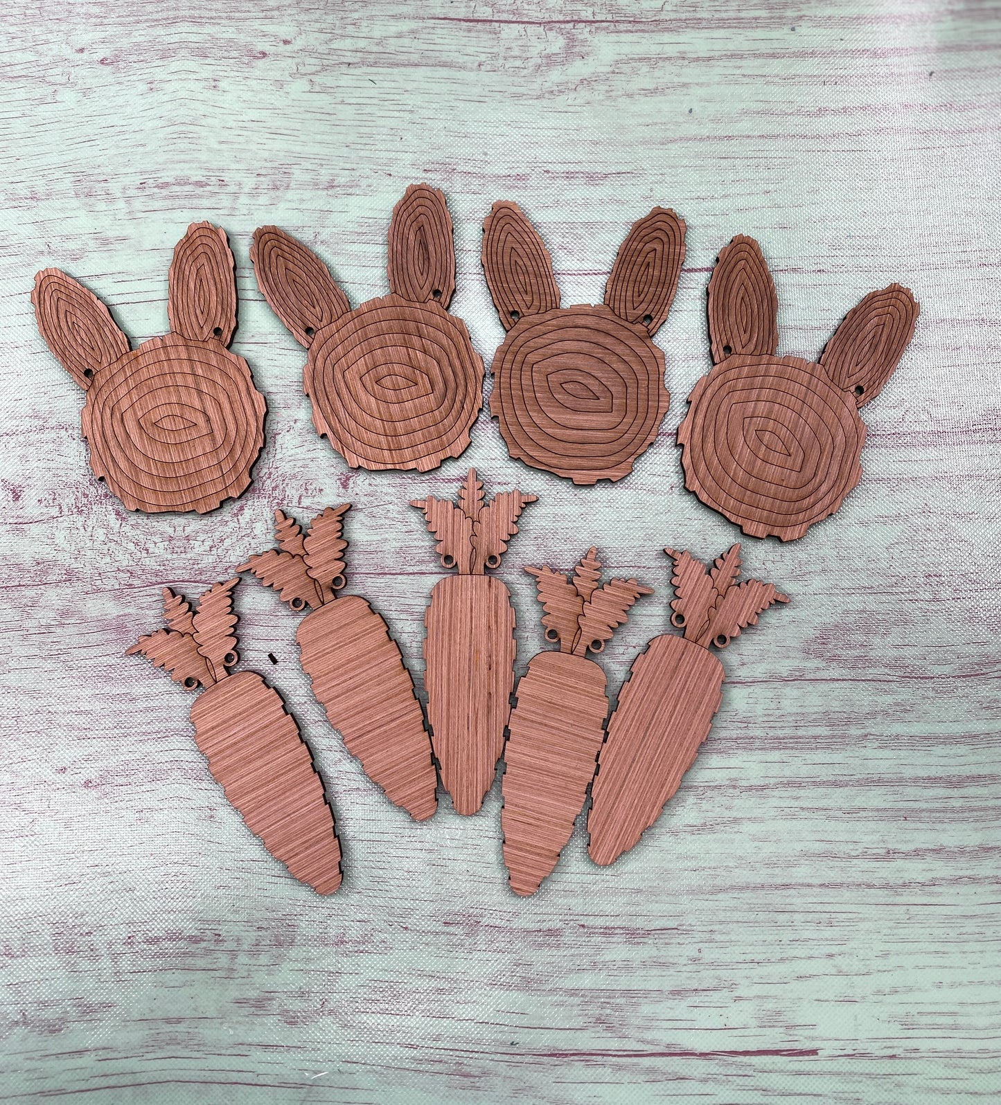 Wood Slice Easter Garland Bunnies and Carrots Laser Cut Blank for DIY Project