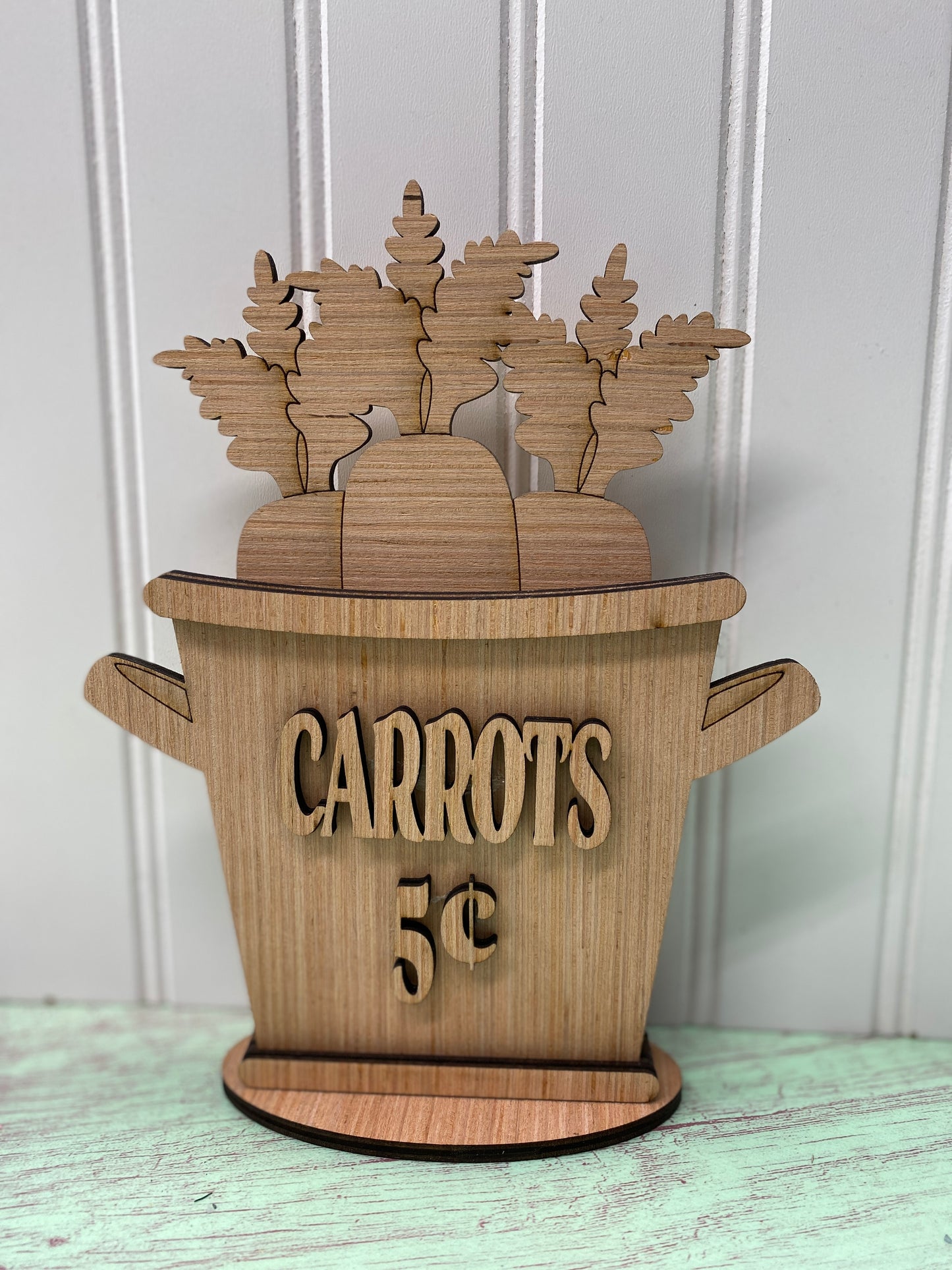 Bucket of Carrots Easter / Spring Decor Laser Cut Blank for DIY Project