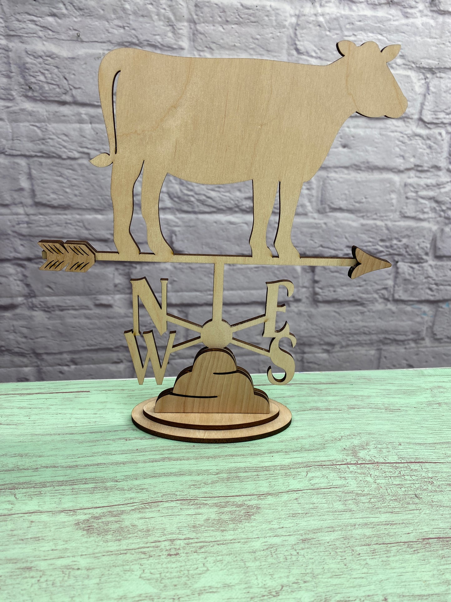Weather Vane with Animal Stack Trio or Cow Décor Laser Cut Blank for DIY Project